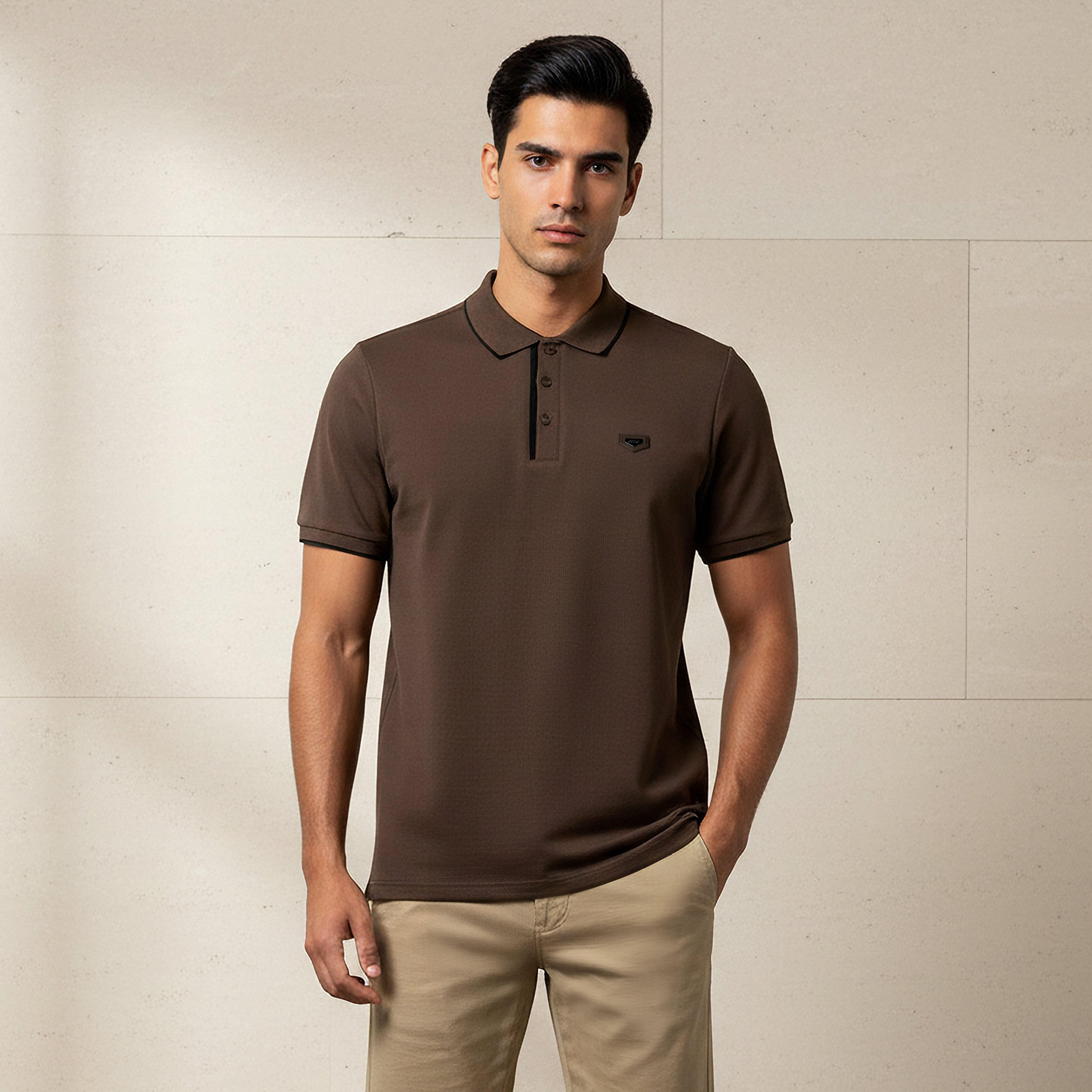 Iconic Men Short Sleeve Badge Accent Polo T-shirt-men-clothing-tshirtsandpolos-polos-image-1