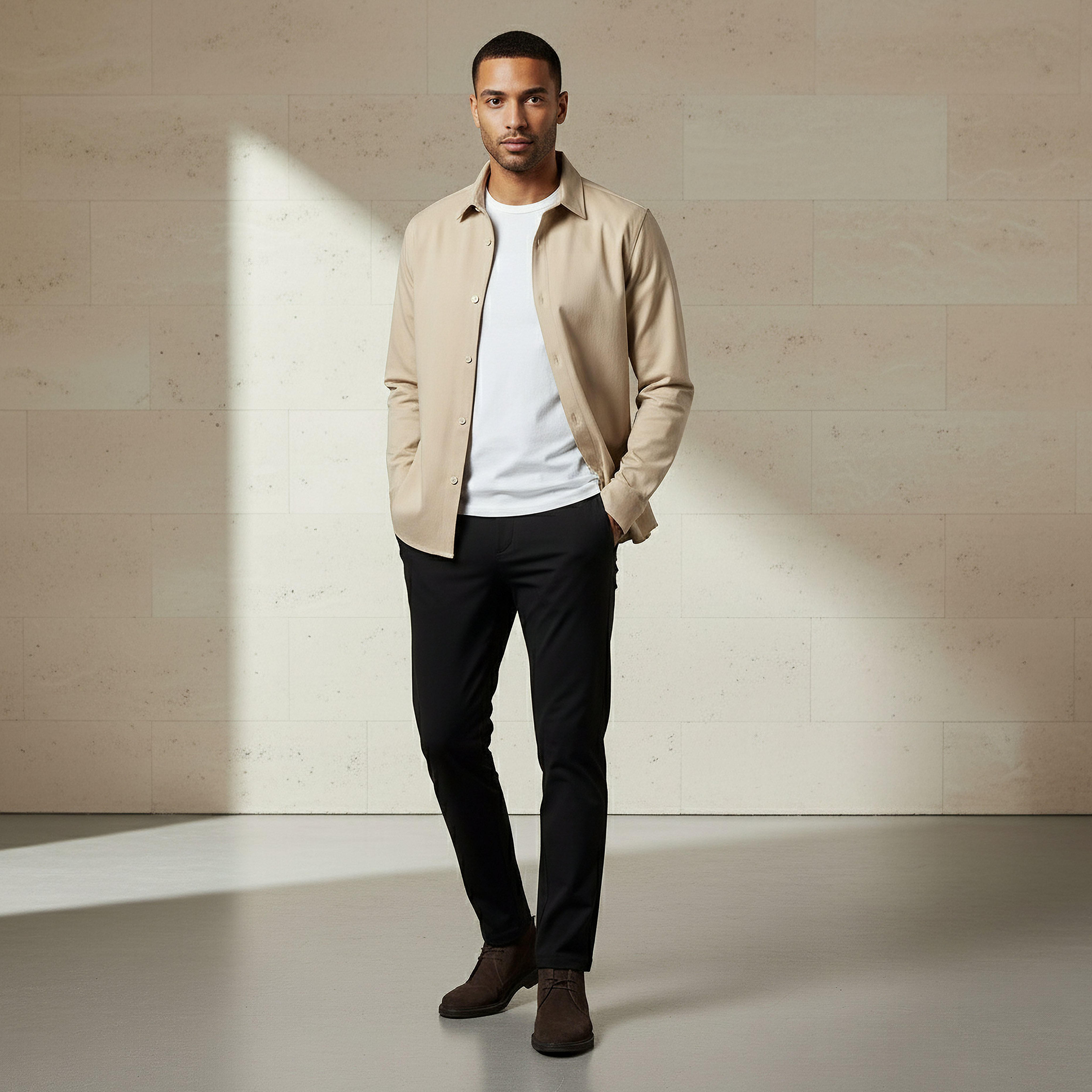 Iconic Men Slim Fit Collared Seamless Long Sleeve Shirt-men-clothing-shirts-image-2