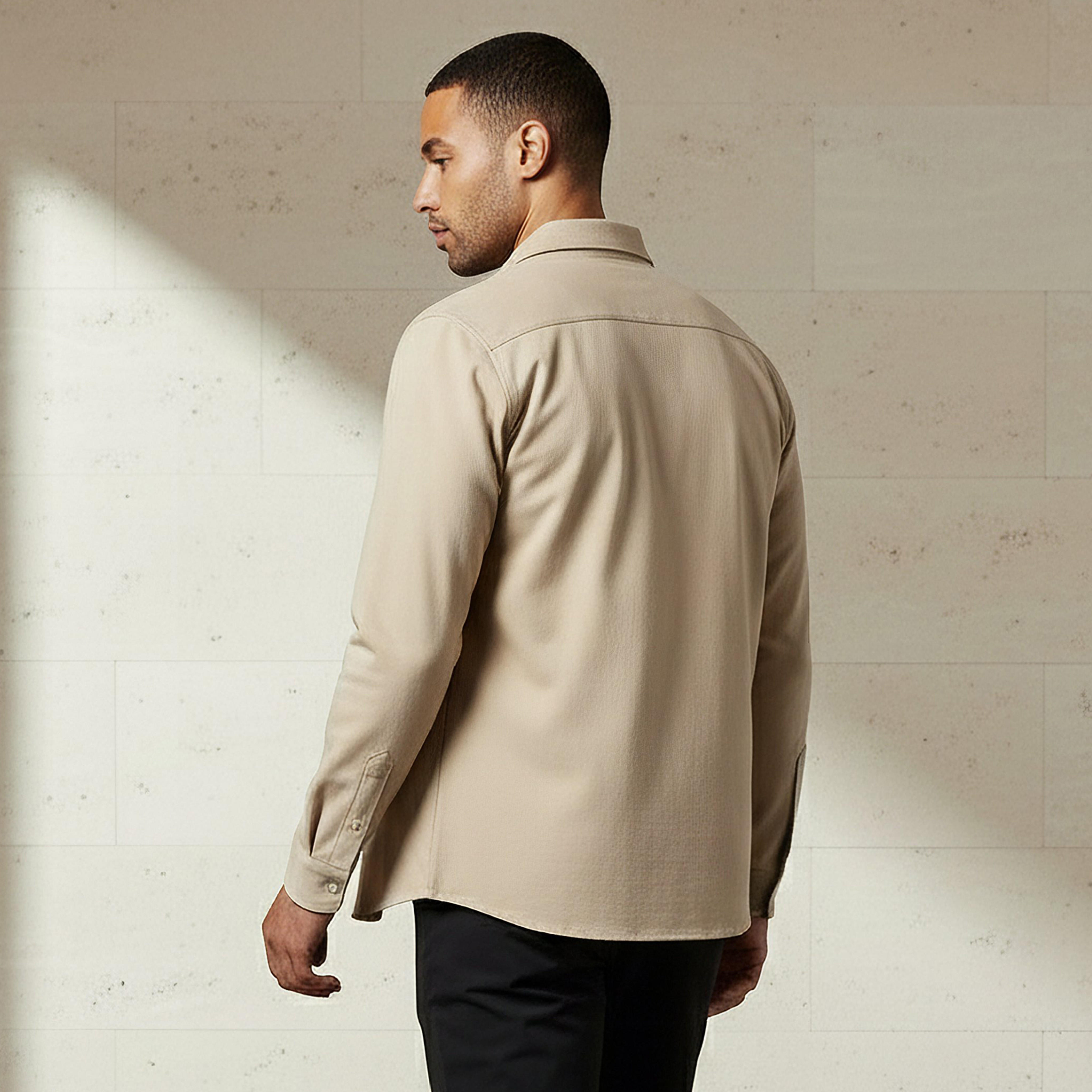 Iconic Men Slim Fit Collared Seamless Long Sleeve Shirt-men-clothing-shirts-image-3