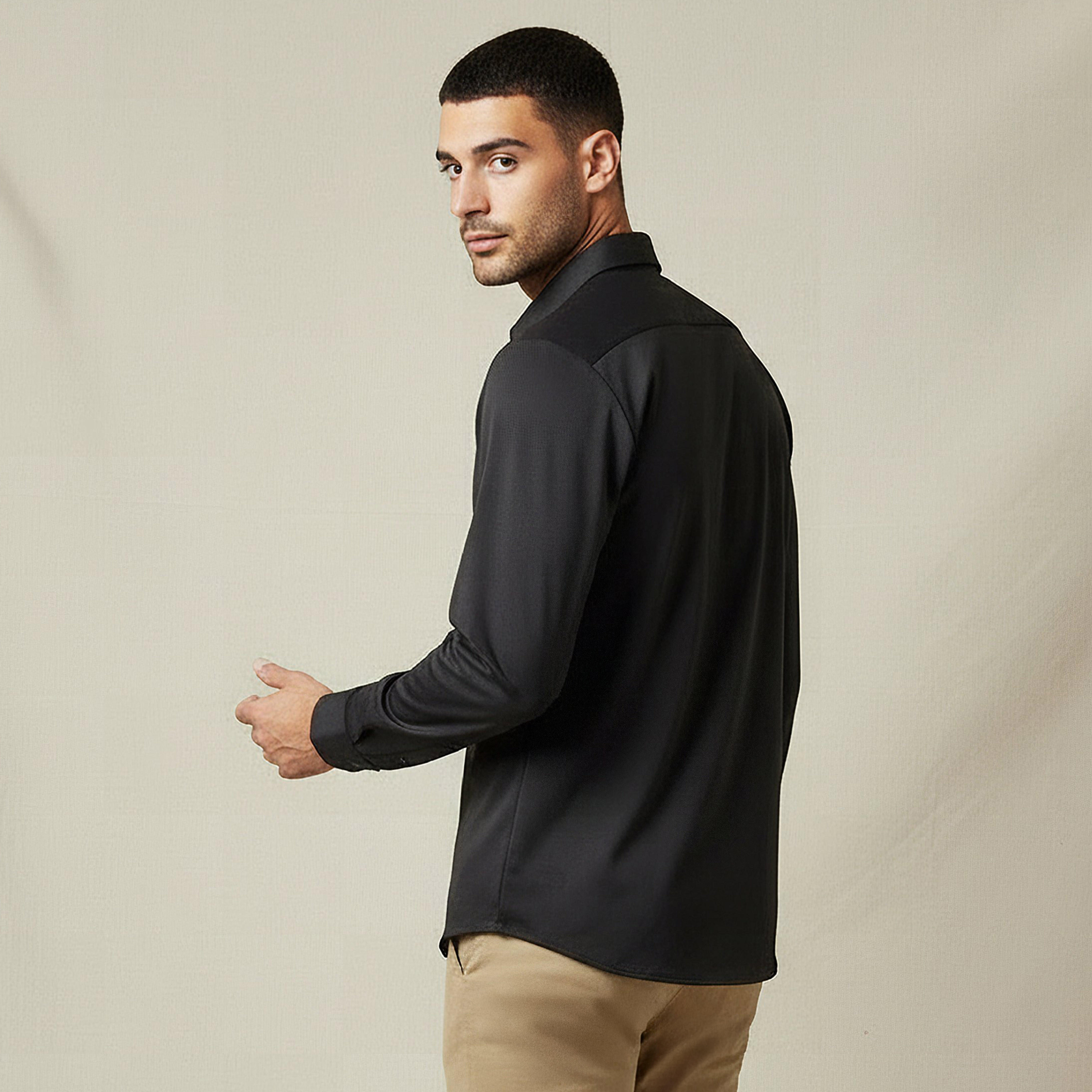 Iconic Men Slim Fit Collared Seamless Long Sleeve Shirt-men-clothing-shirts-image-3