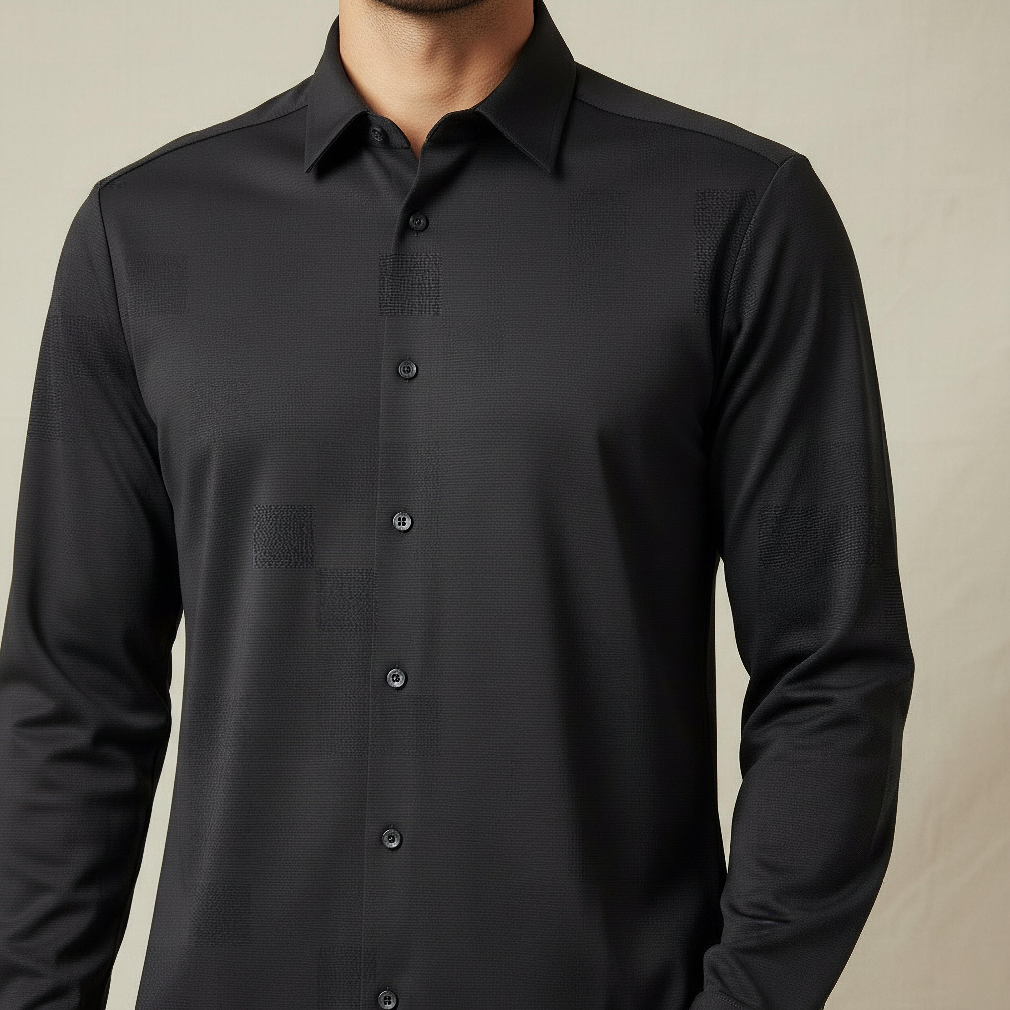 Iconic Men Slim Fit Collared Seamless Long Sleeve Shirt-men-clothing-shirts-image-4