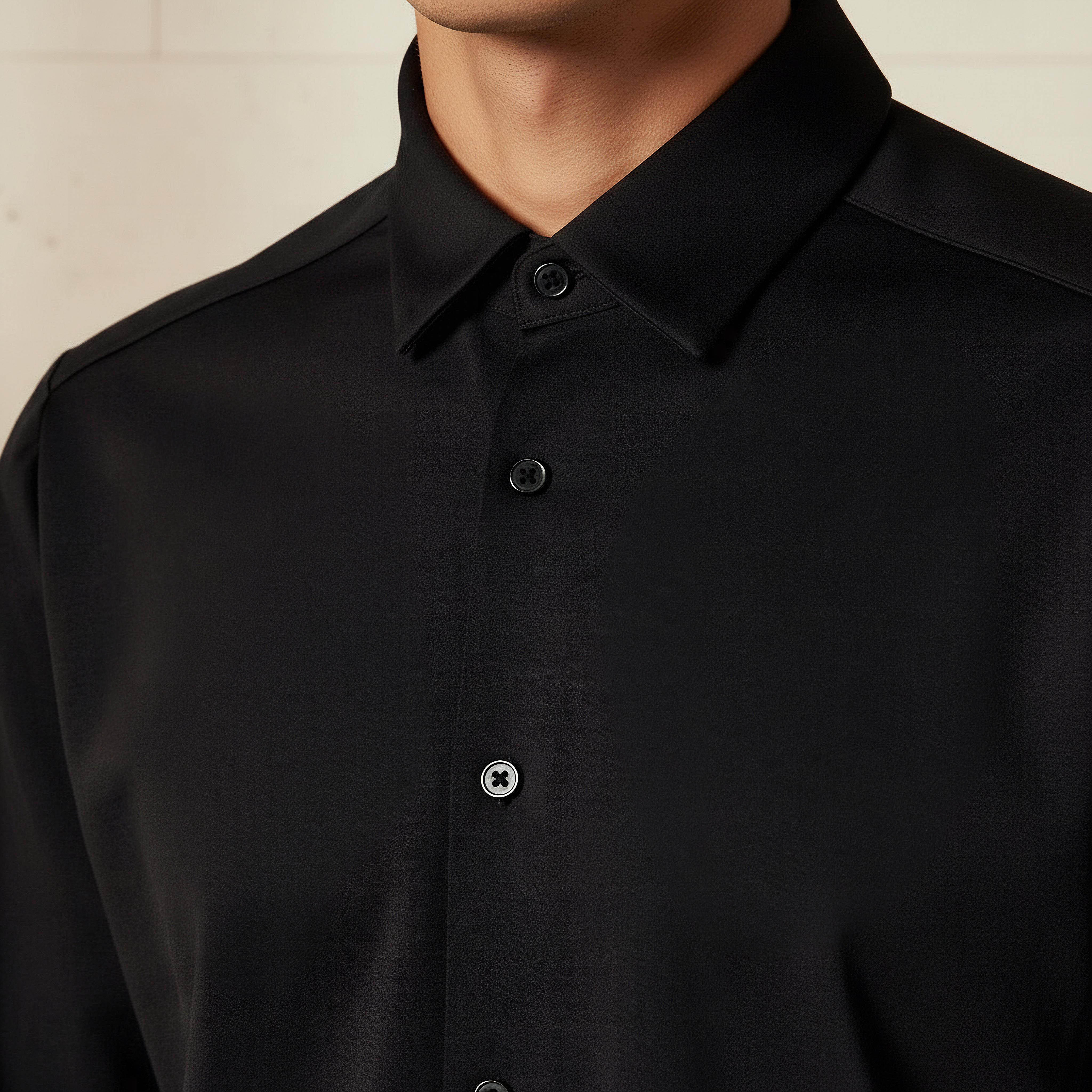 قميص دون خياطة بقصة سليم وياقة عادية وأكمام طويلة للرجال من آيكونيك-men-clothing-shirts-image-1