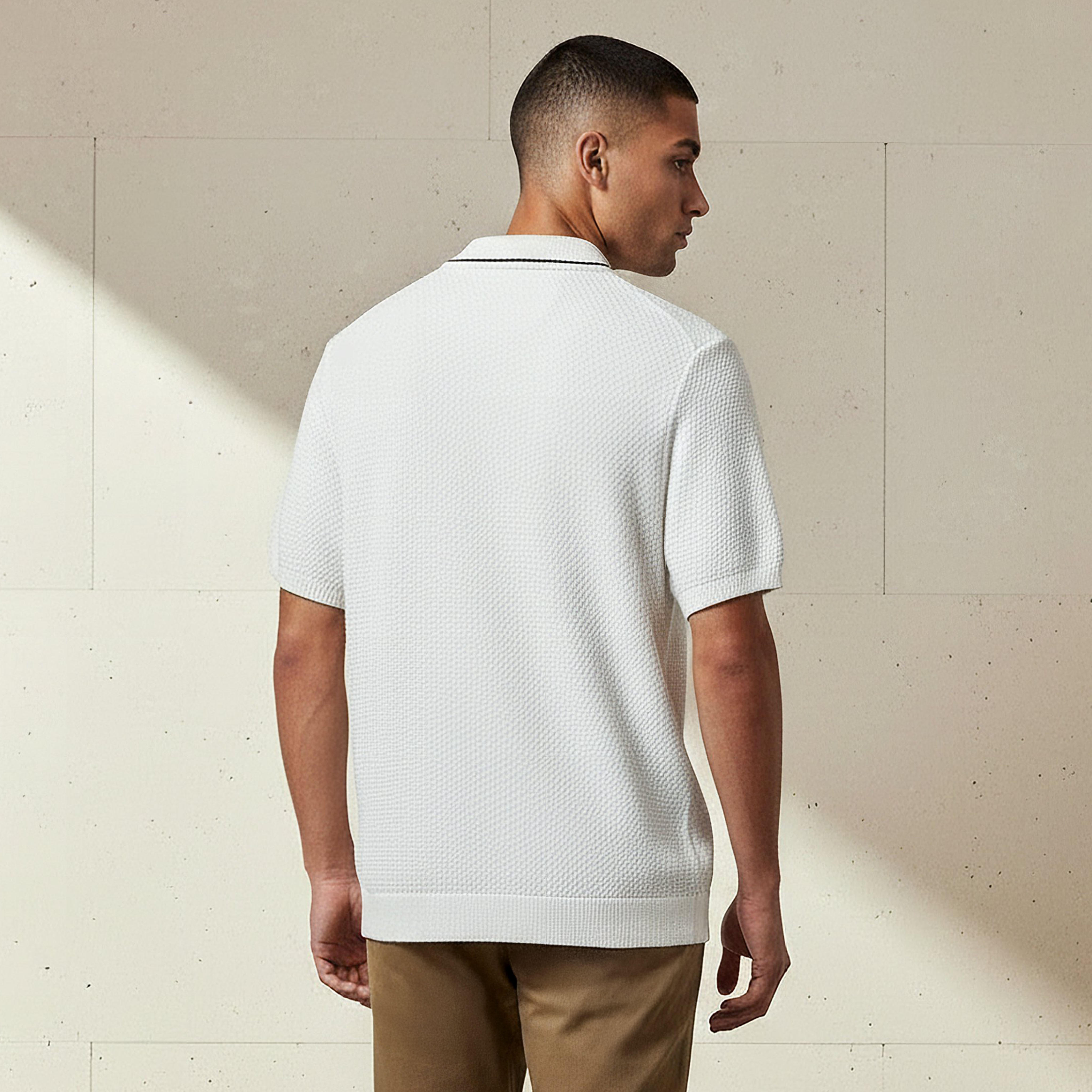 Iconic Men Short Sleeves Textured Polo T-shirt-men-clothing-tshirtsandpolos-polos-image-3