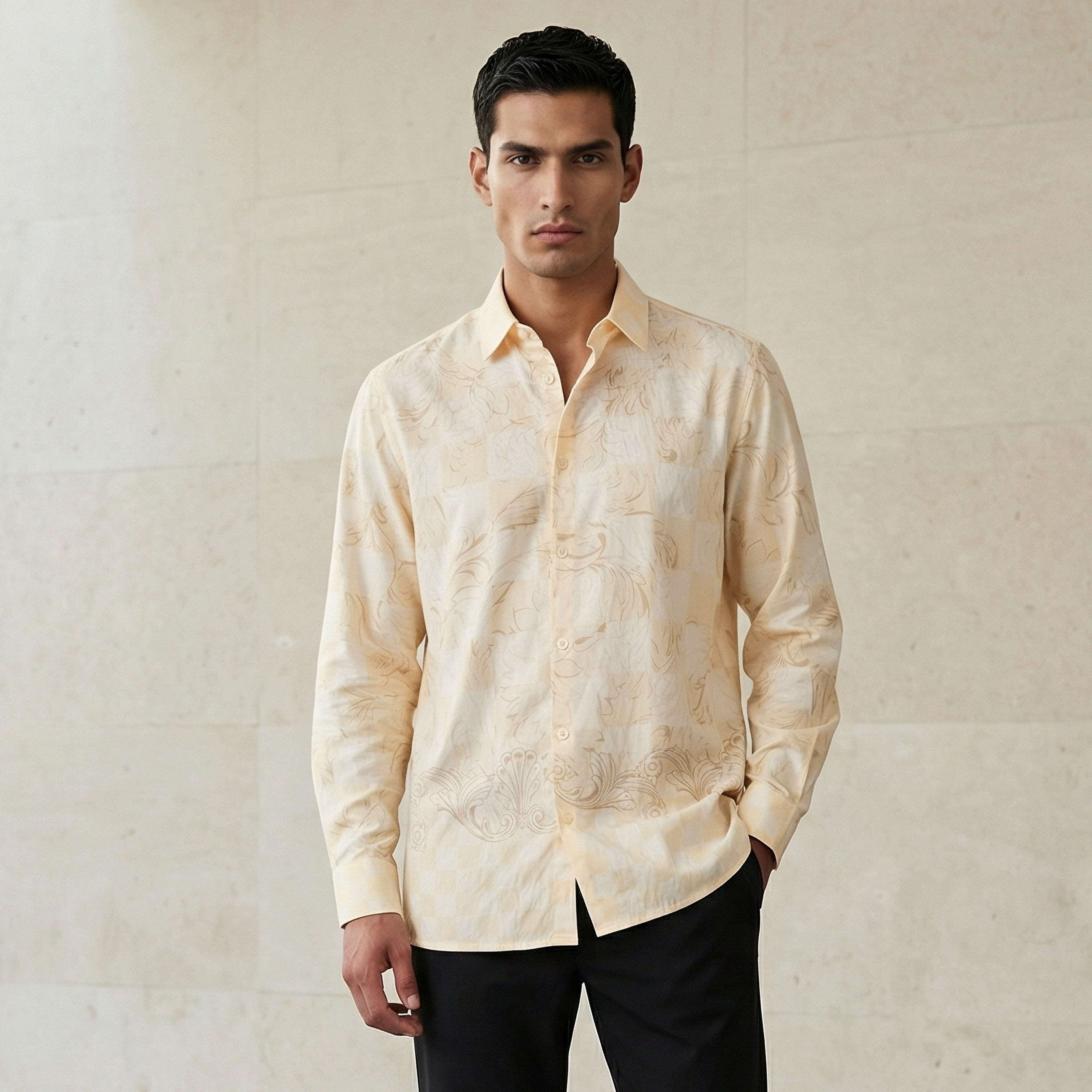 Iconic Men Regular Fit Collared Printed Long Sleeve Shirt-men-clothing-shirts-image-1
