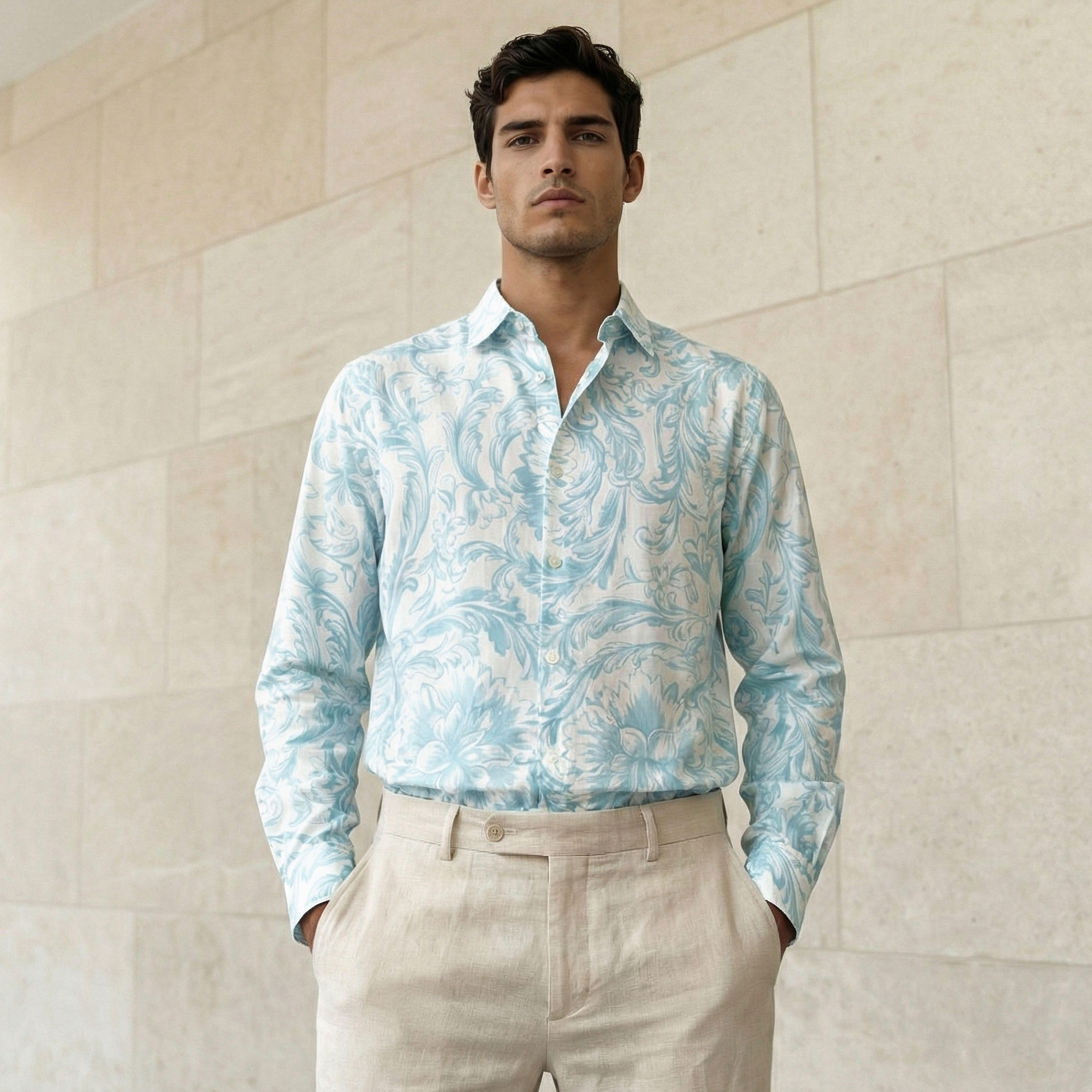 Iconic Men Regular Fit Collared Printed Long Sleeve Shirt-men-clothing-shirts-image-1