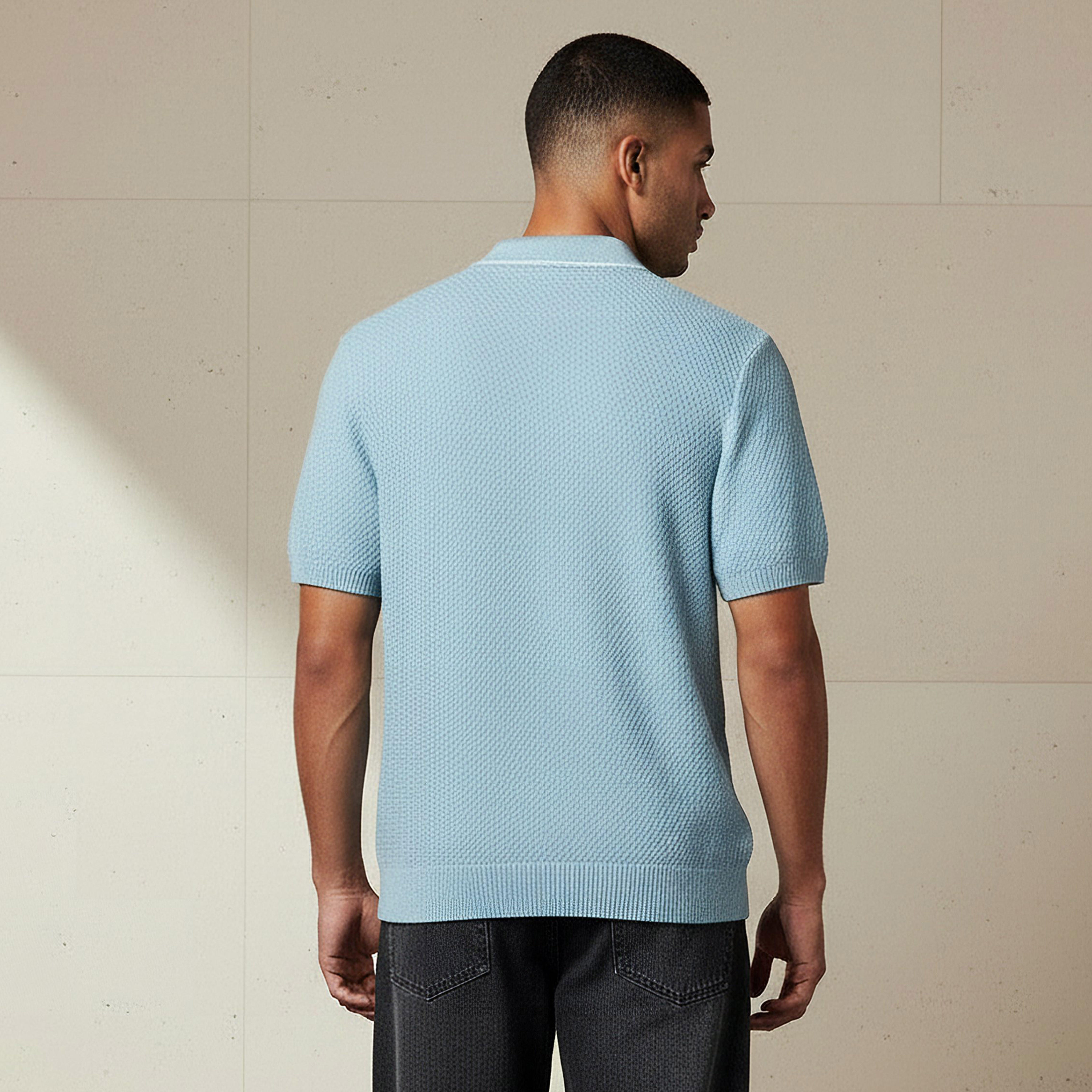 Iconic Men Short Sleeves Textured Polo T-shirt-men-clothing-tshirtsandpolos-polos-image-3