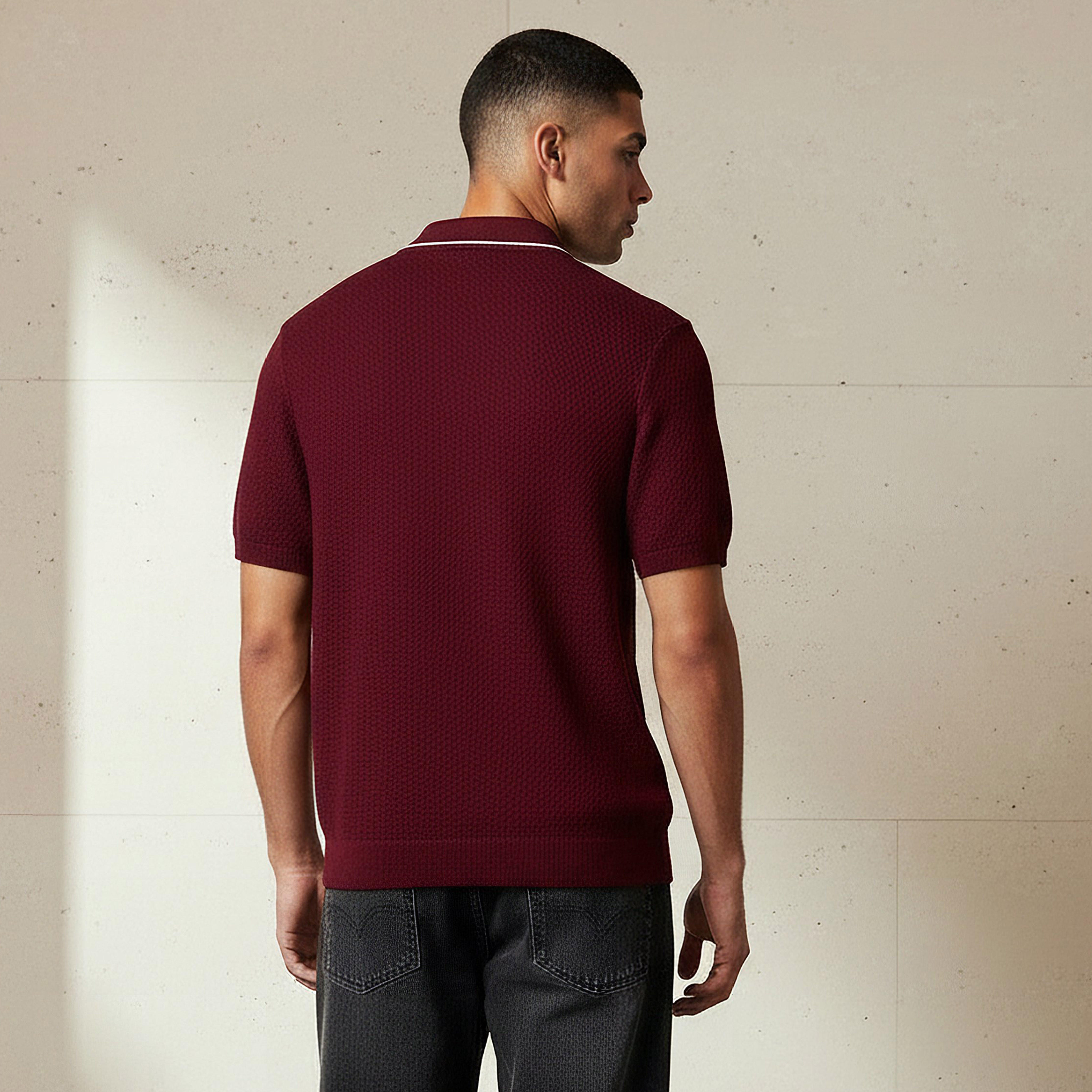 Iconic Men Short Sleeves Textured Polo T-shirt-men-clothing-tshirtsandpolos-polos-image-3