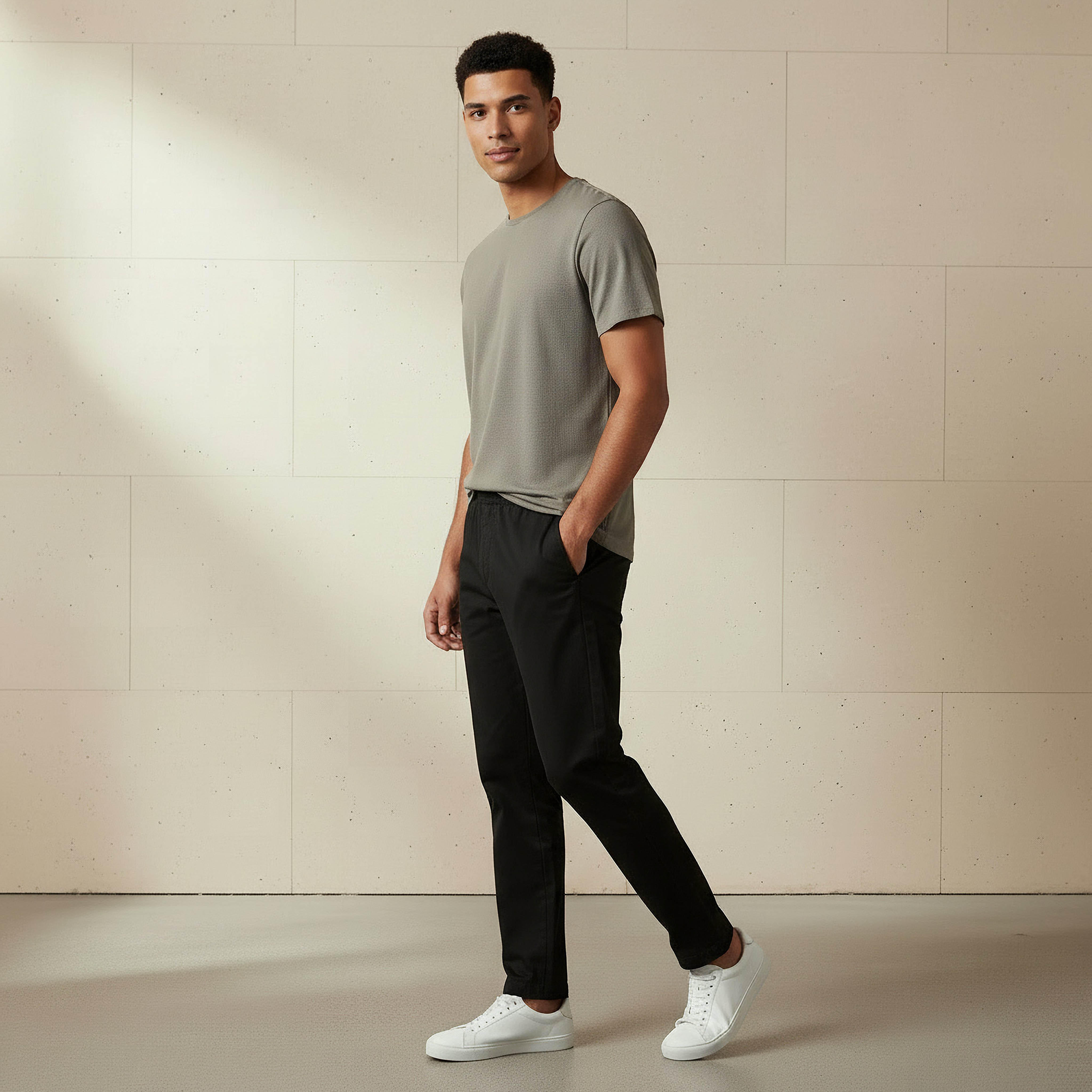 Iconic Men Slim Fit Crew Neck Short Sleeves Popcorn Textured T-shirt-men-clothing-tshirtsandpolos-tshirts-image-3