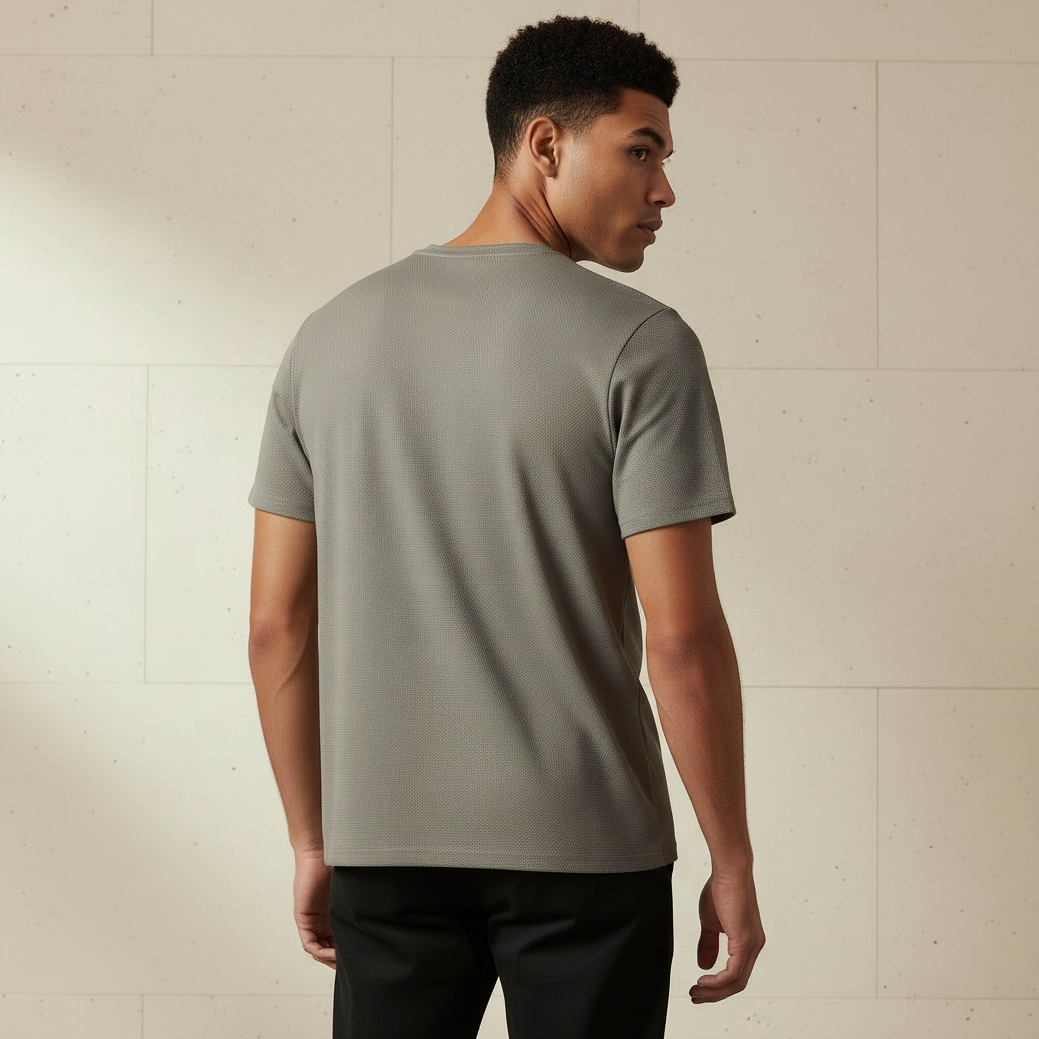 Iconic Men Slim Fit Crew Neck Short Sleeves Popcorn Textured T-shirt-men-clothing-tshirtsandpolos-tshirts-image-4