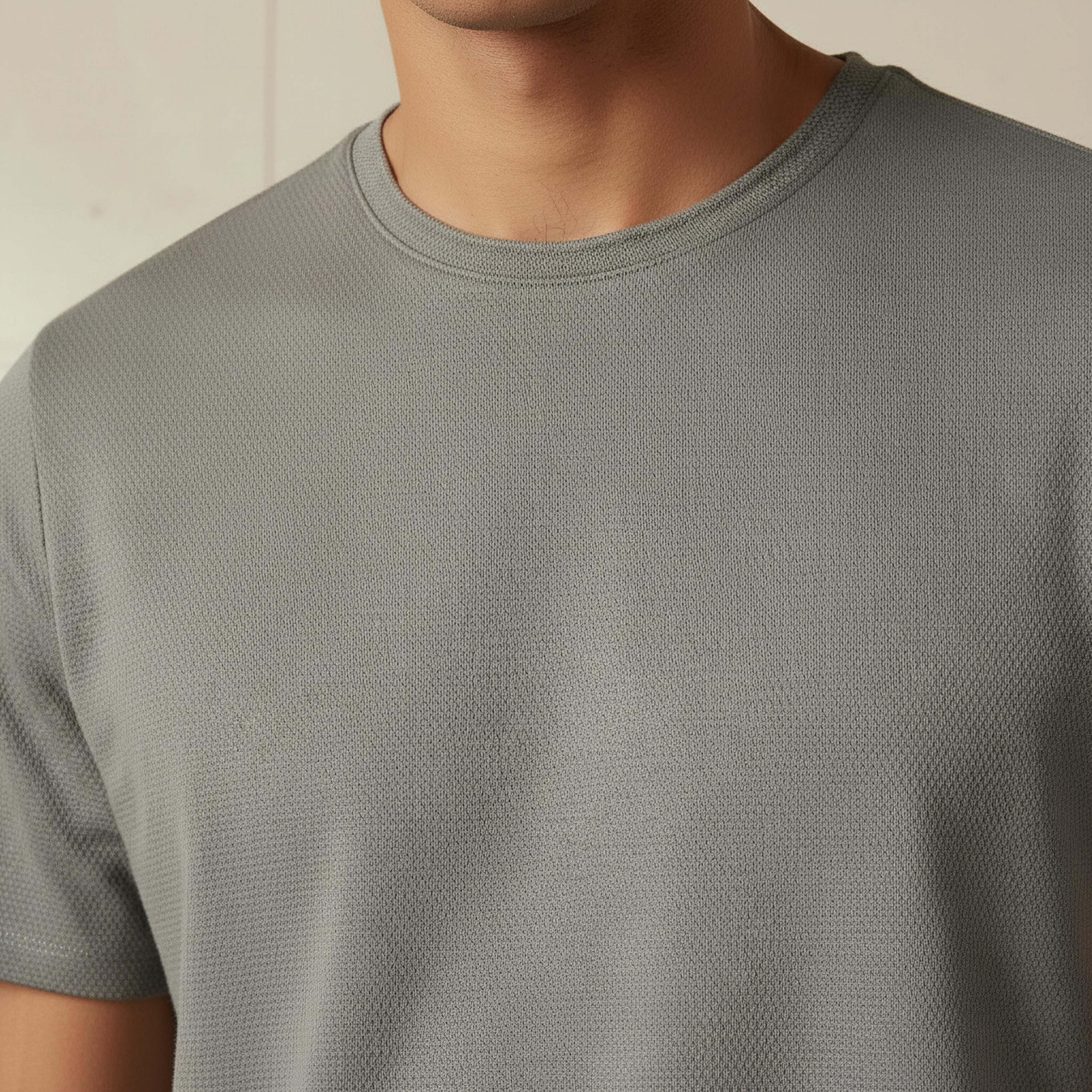 Iconic Men Slim Fit Crew Neck Short Sleeves Popcorn Textured T-shirt-men-clothing-tshirtsandpolos-tshirts-image-2