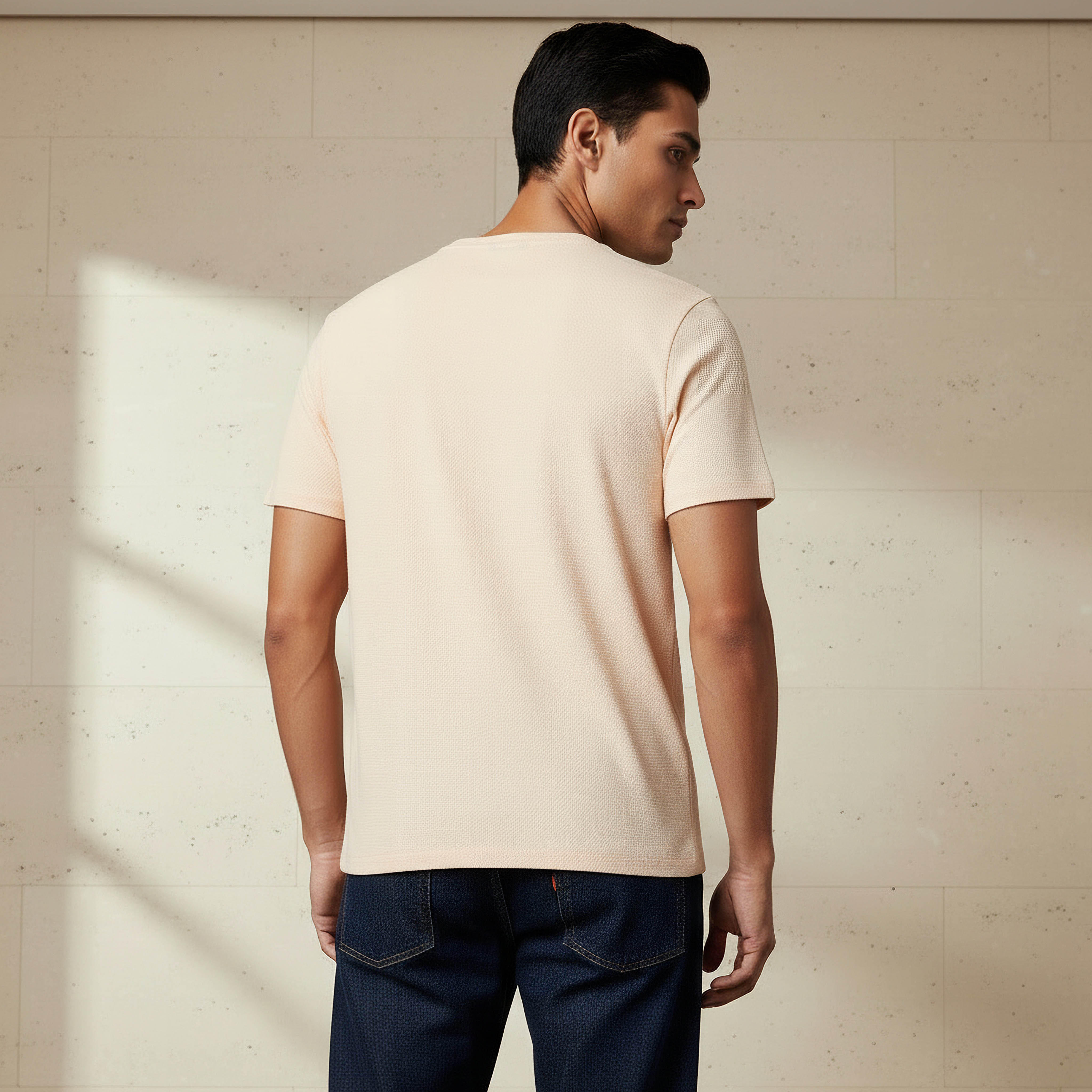 Iconic Men Slim Fit Crew Neck Short Sleeves Popcorn Textured T-shirt-men-clothing-tshirtsandpolos-tshirts-image-4