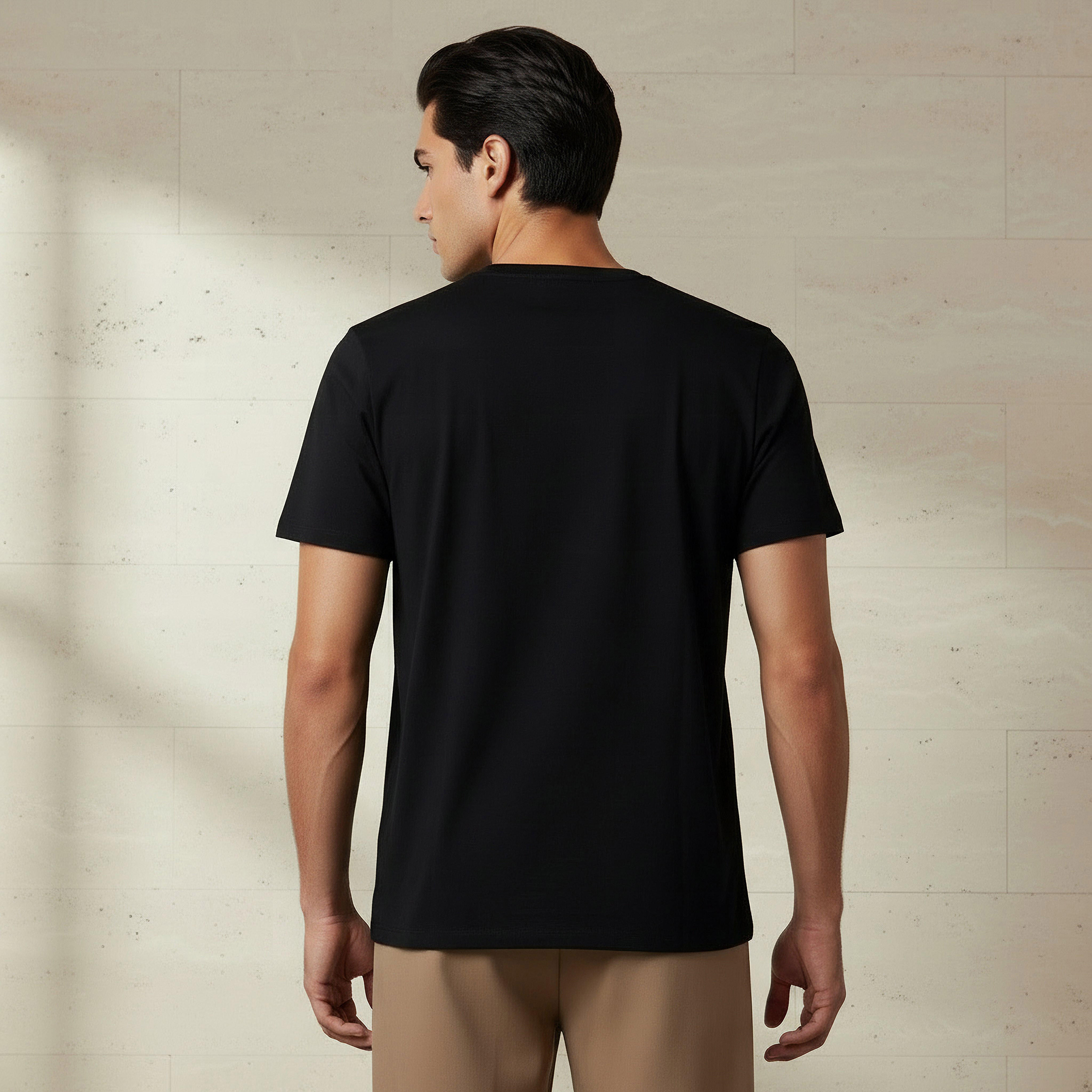 تيشيرت بقصة سليم وياقة ضيقة وأكمام قصيرة وطبعات للرجال من آيكونيك-men-clothing-tshirtsandpolos-tshirts-image-3