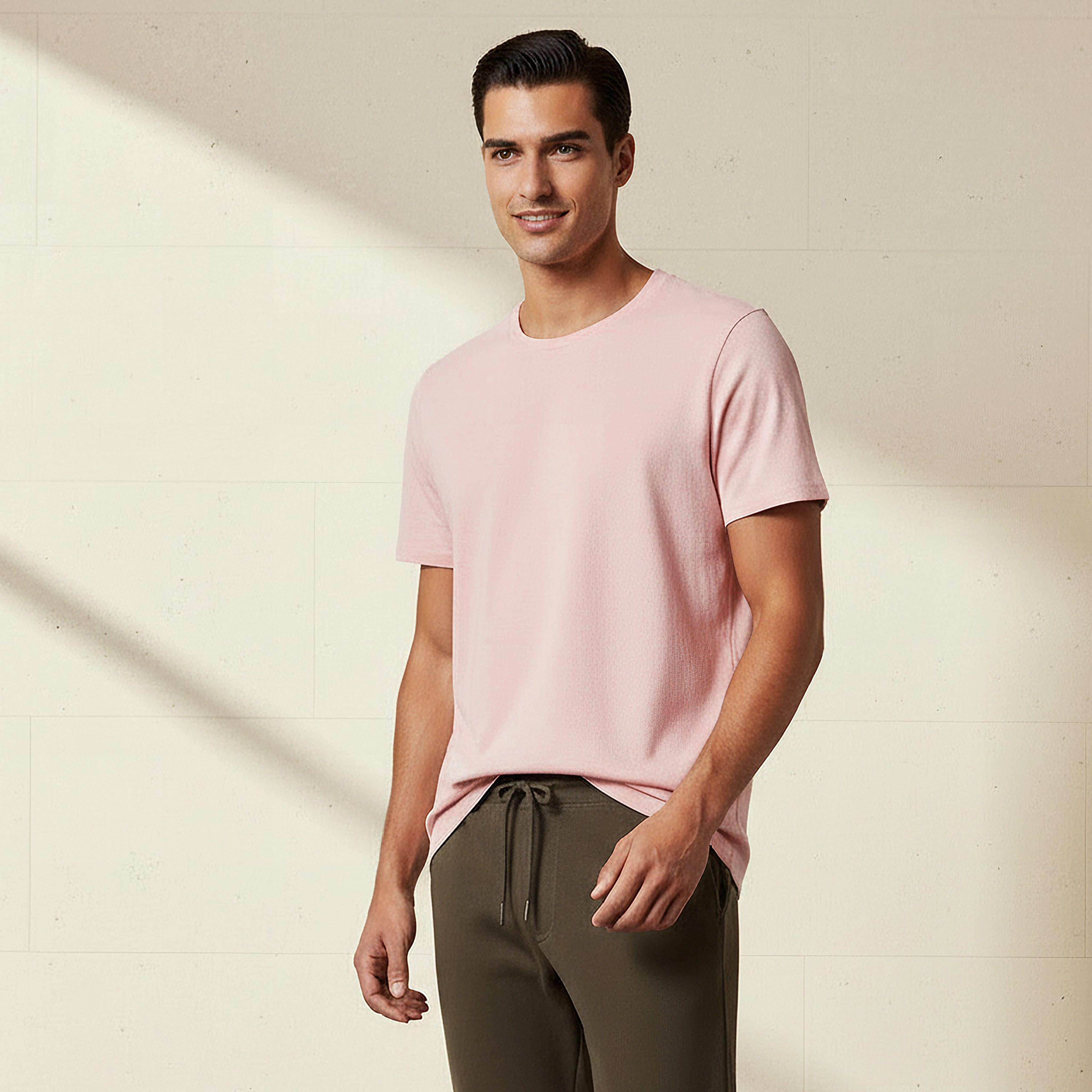Iconic Men Slim Fit Crew Neck Short Sleeves Popcorn Textured T-shirt-men-clothing-tshirtsandpolos-tshirts-image-1