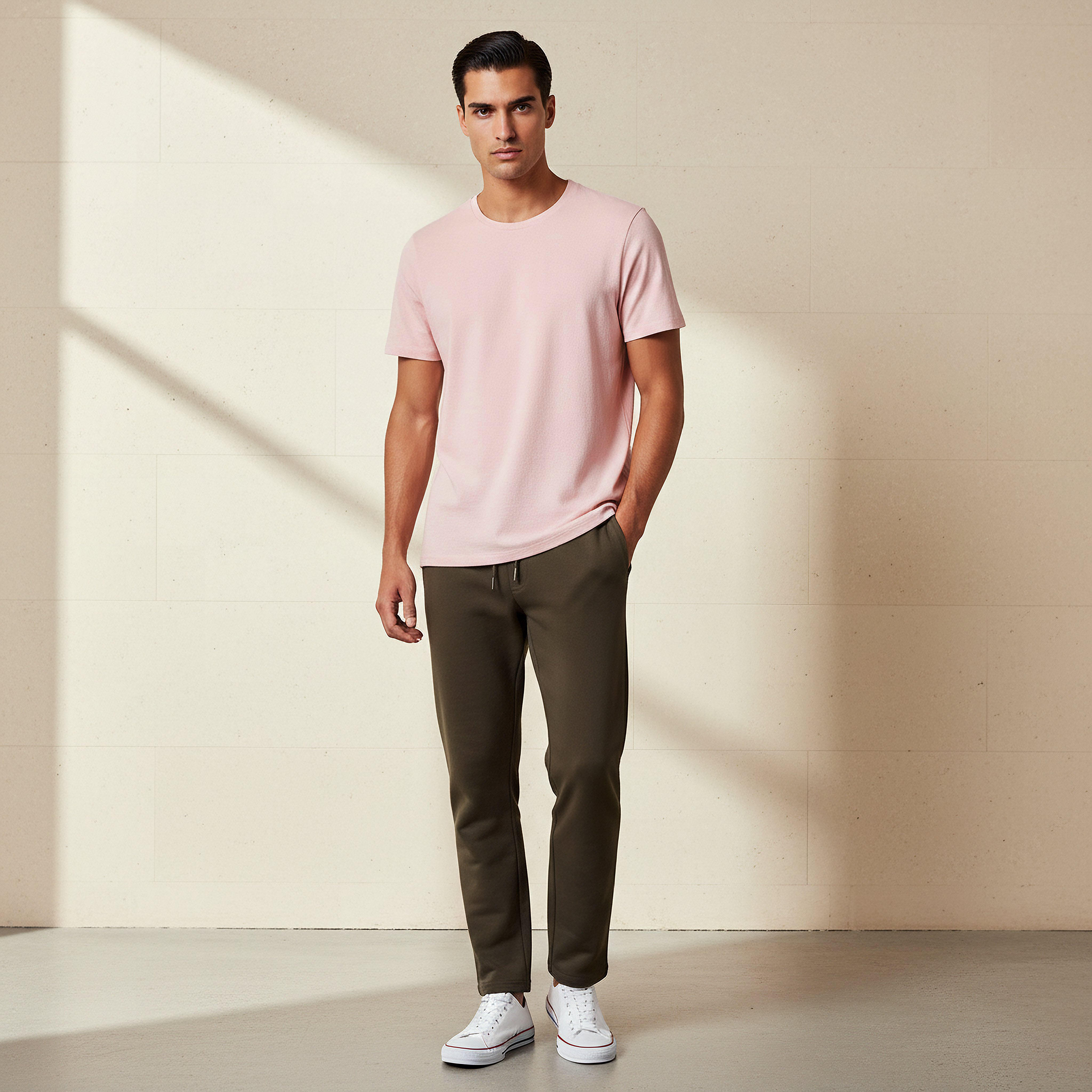 Iconic Men Slim Fit Crew Neck Short Sleeves Popcorn Textured T-shirt-men-clothing-tshirtsandpolos-tshirts-image-2