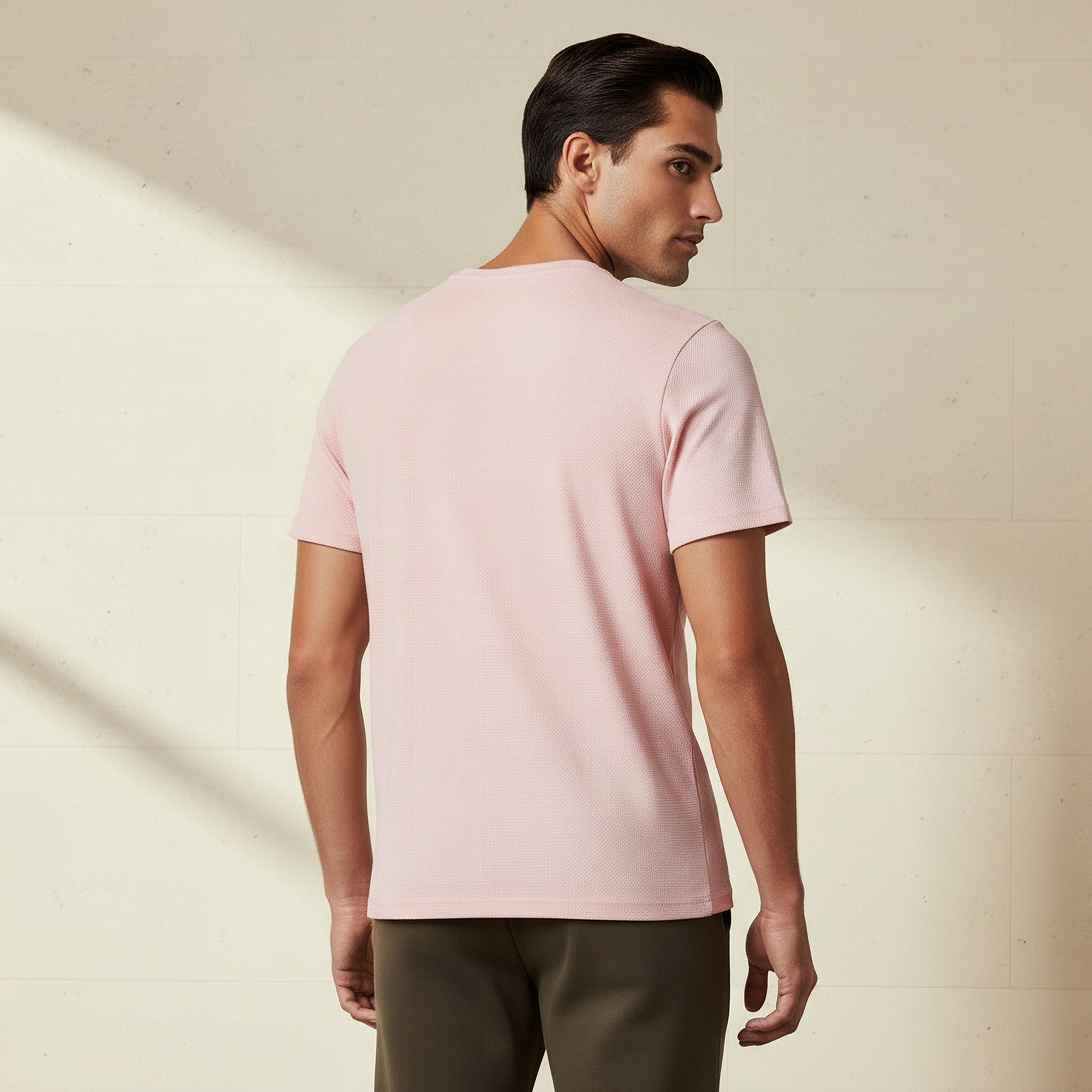 Iconic Men Slim Fit Crew Neck Short Sleeves Popcorn Textured T-shirt-men-clothing-tshirtsandpolos-tshirts-image-3