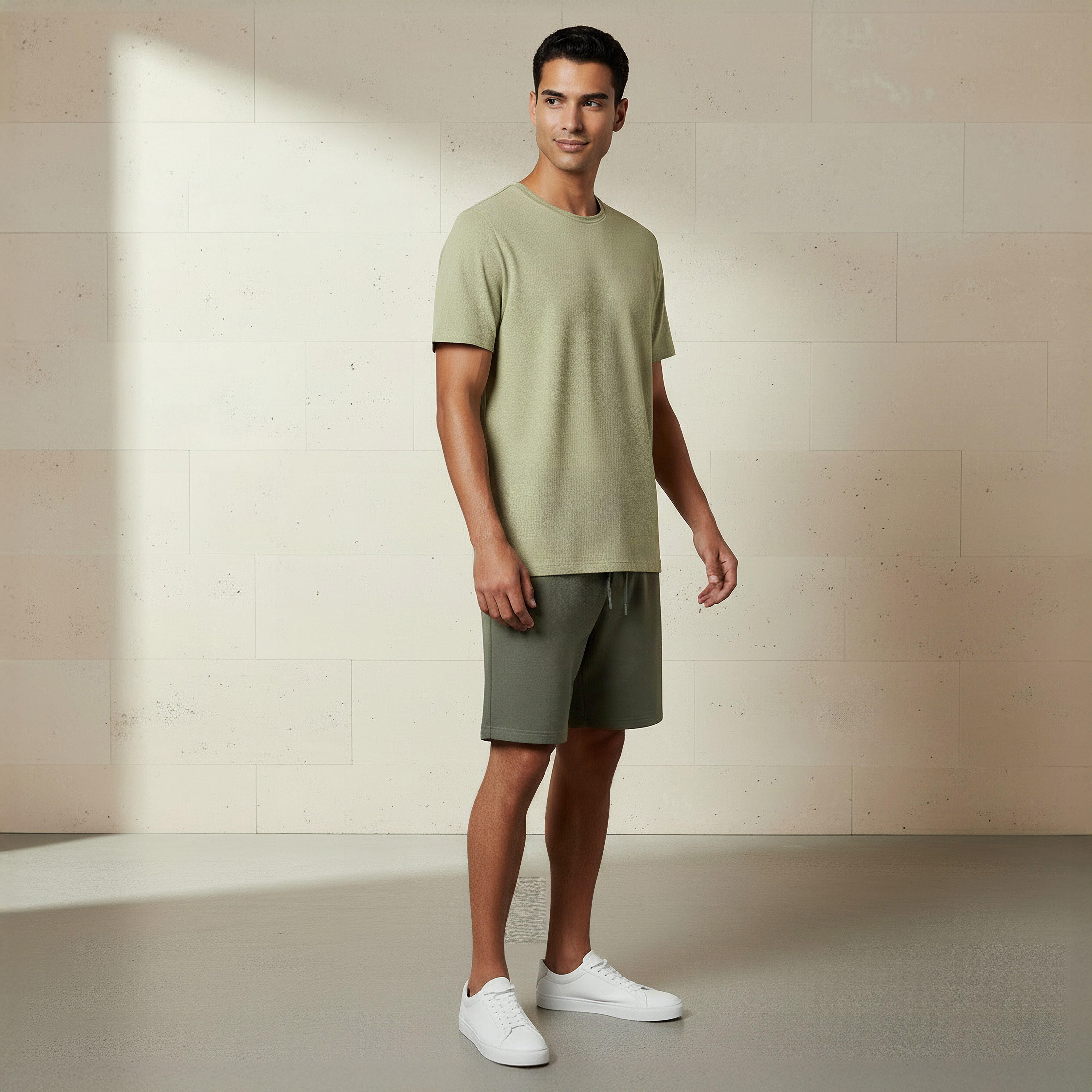 Iconic Men Slim Fit Crew Neck Short Sleeves Popcorn Textured T-shirt-men-clothing-tshirtsandpolos-tshirts-image-2