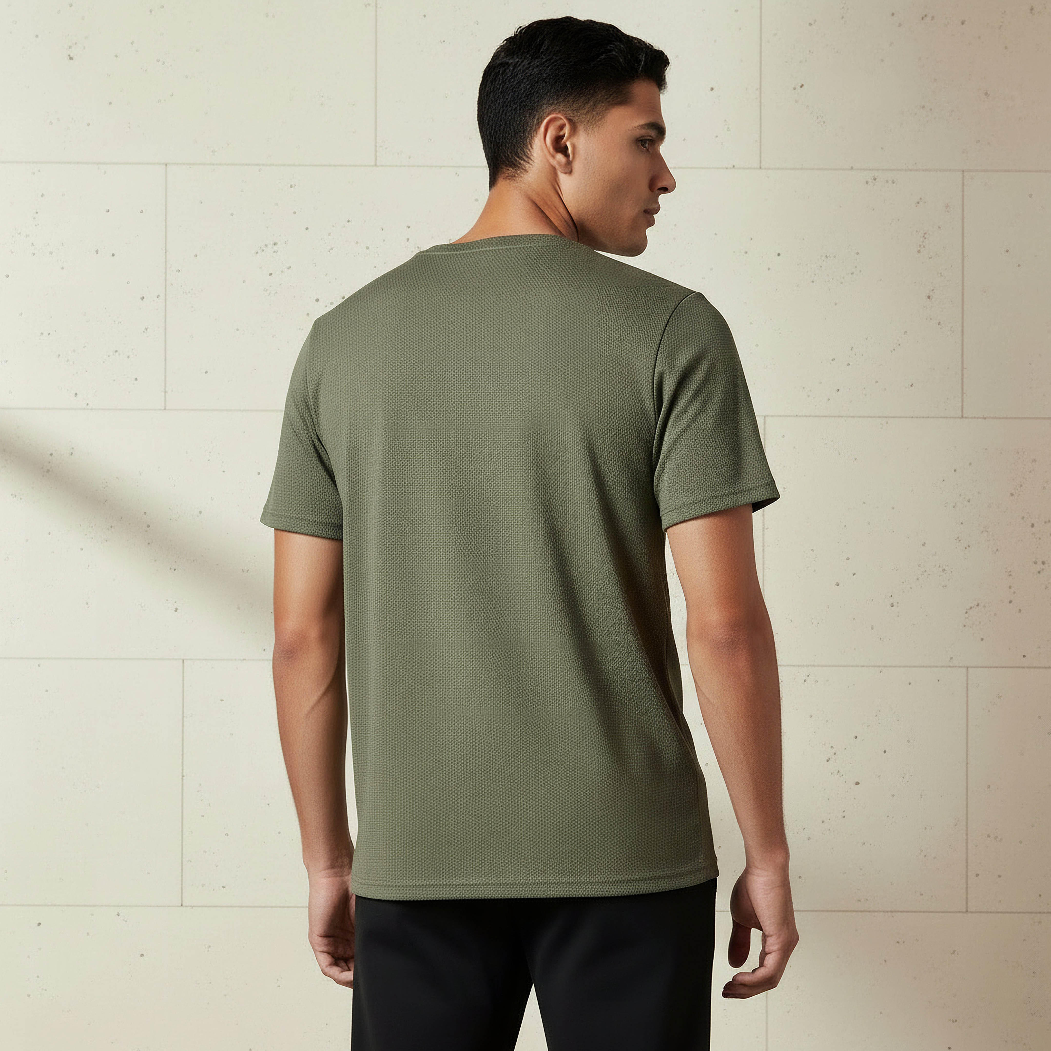 Iconic Men Slim Fit Crew Neck Short Sleeves Popcorn Textured T-shirt-men-clothing-tshirtsandpolos-tshirts-image-3