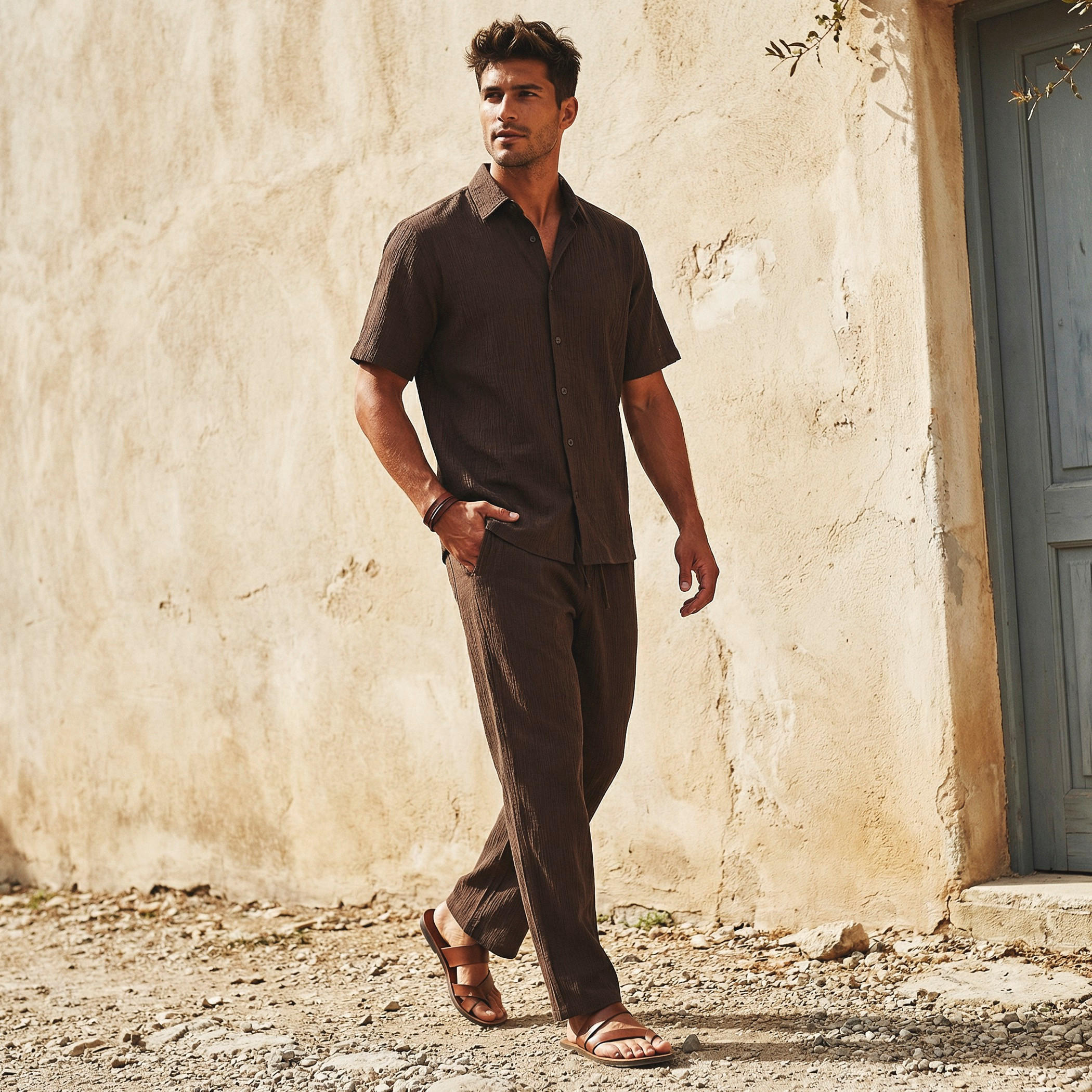 Iconic Men Regular Fit Crinkled Casual Pants-men-clothing-bottoms-joggers-image-1
