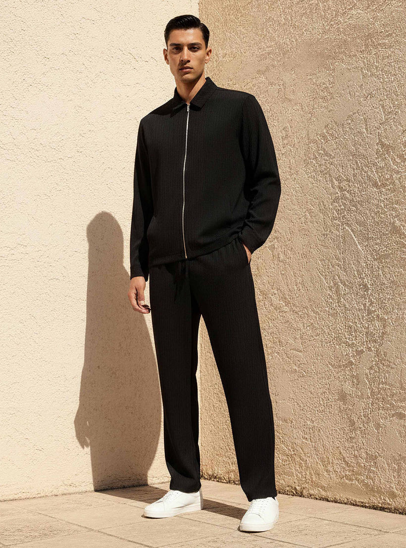 بنطلون كاجوال مجعد بقصة عادية للرجال من آيكونيك-men-clothing-bottoms-joggers-image-1