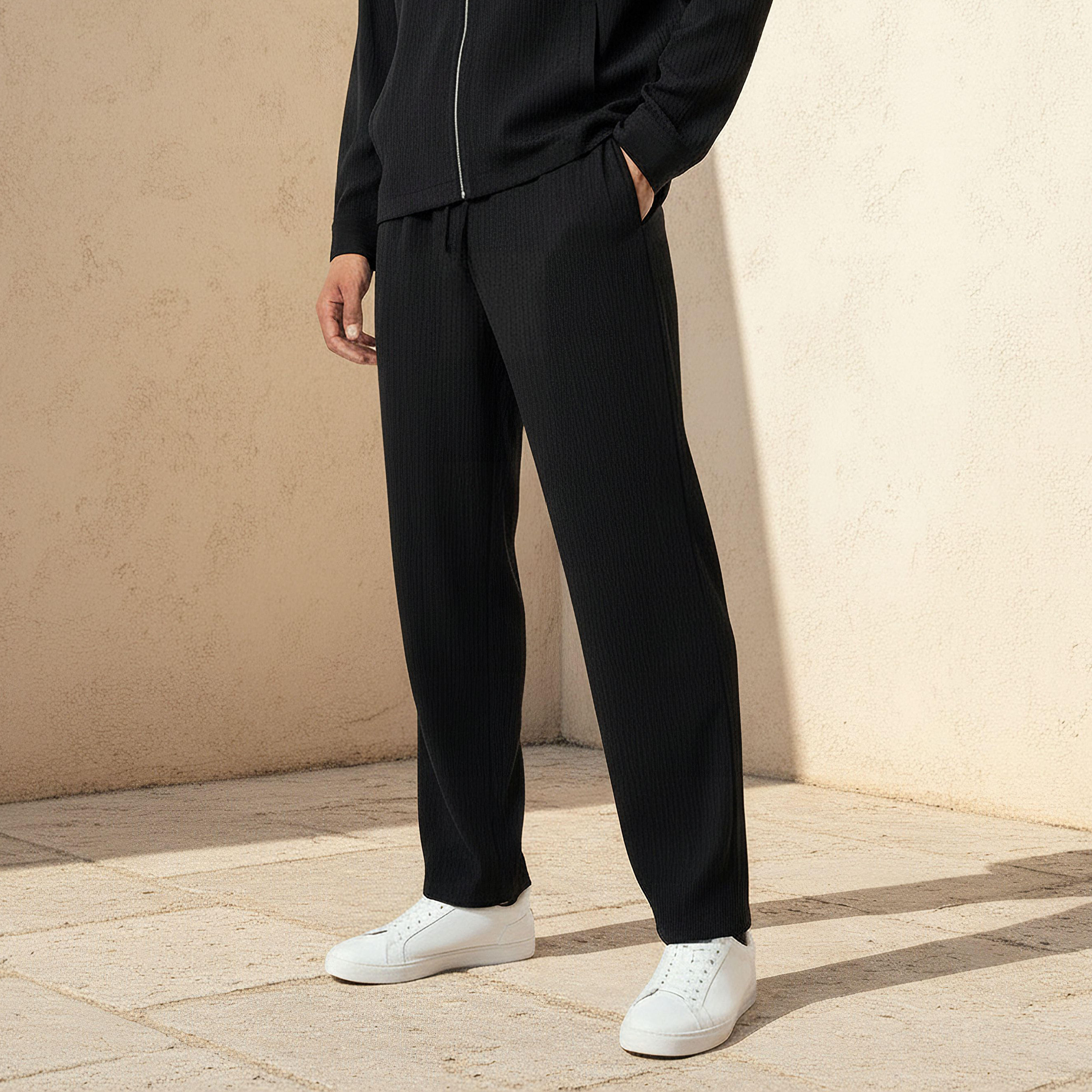 بنطلون كاجوال مجعد بقصة عادية للرجال من آيكونيك-men-clothing-bottoms-joggers-image-3