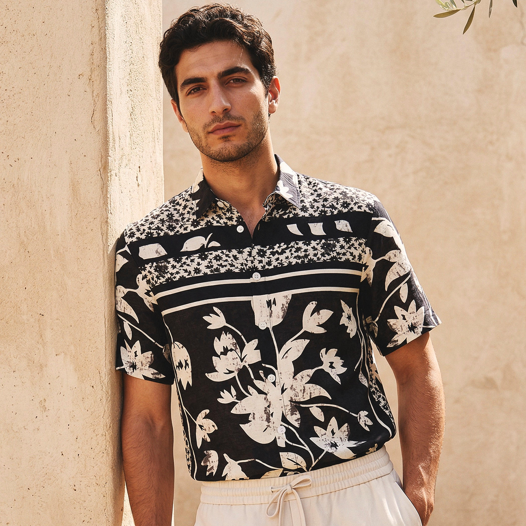 Iconic Men Regular Fit Collared Floral Print Short Sleeves Shirt-men-clothing-shirts-image-1