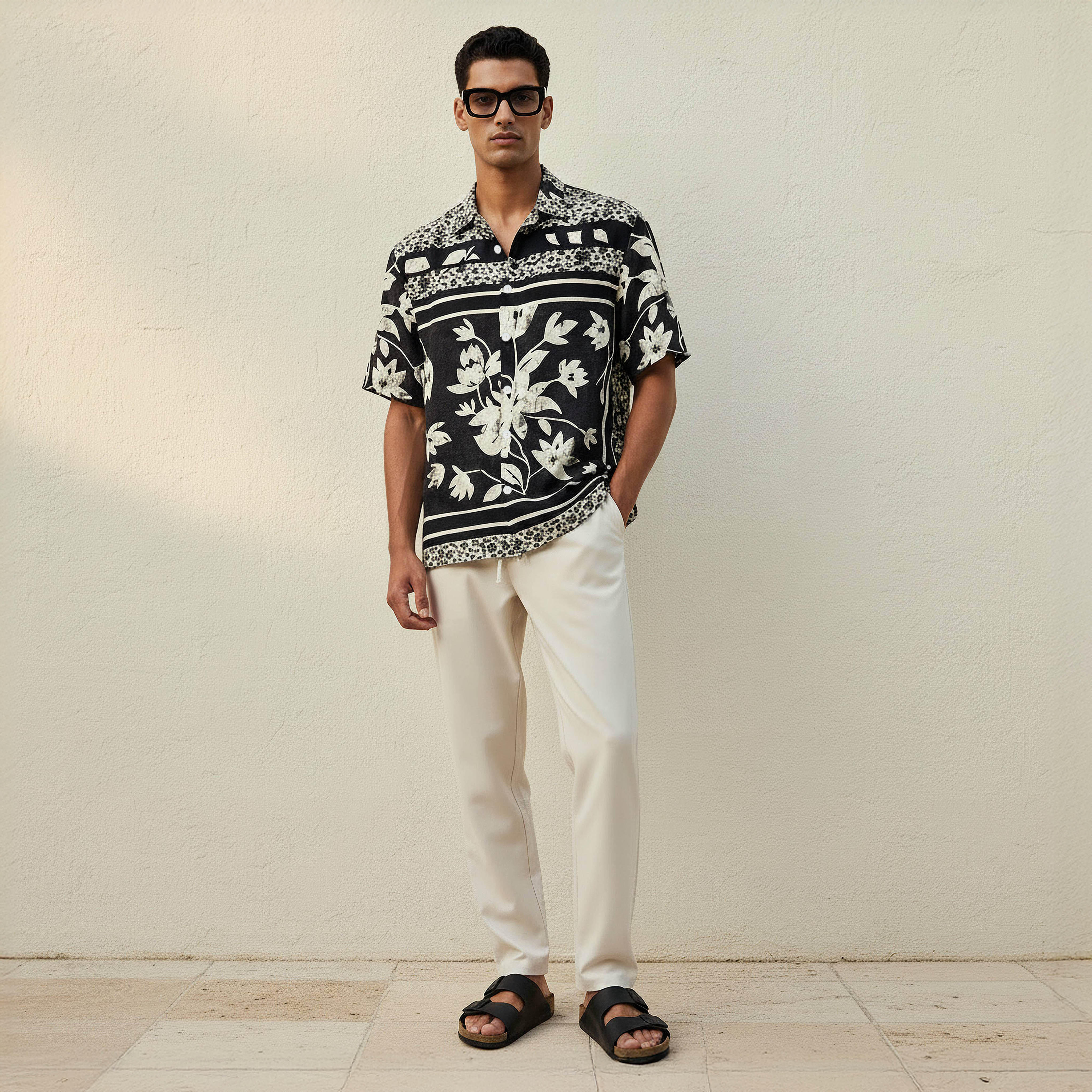 Iconic Men Regular Fit Collared Floral Print Short Sleeves Shirt-men-clothing-shirts-image-3