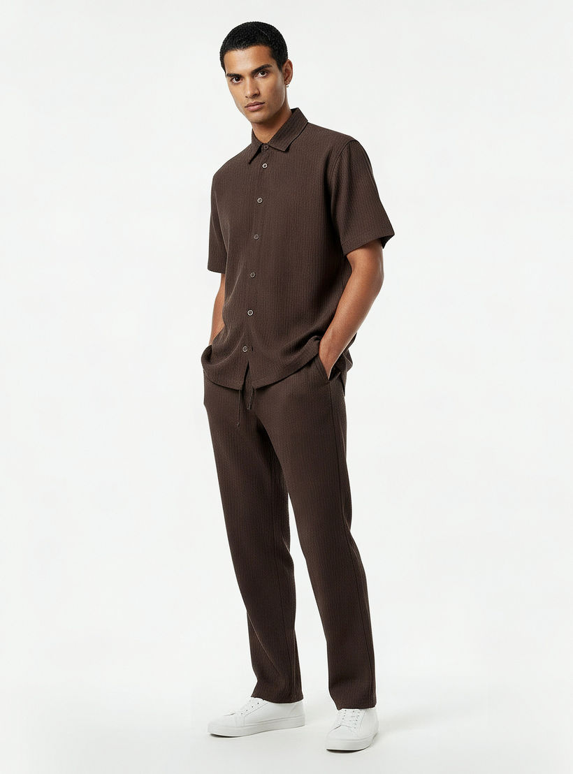 Iconic Men Regular Fit Collared Crinkled Short Sleeve Shirt-men-clothing-shirts-image-5