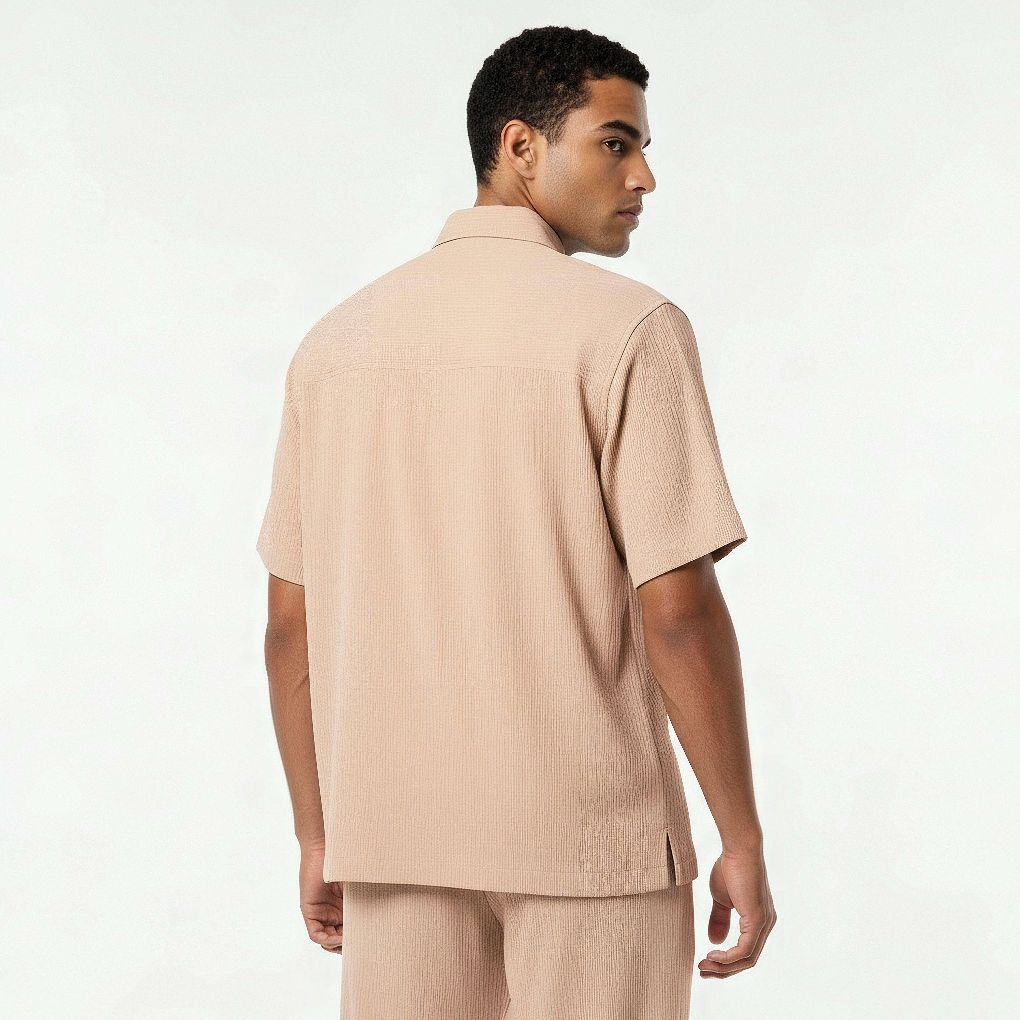 Iconic Men Regular Fit Collared Crinkled Short Sleeve Shirt-men-clothing-shirts-image-4