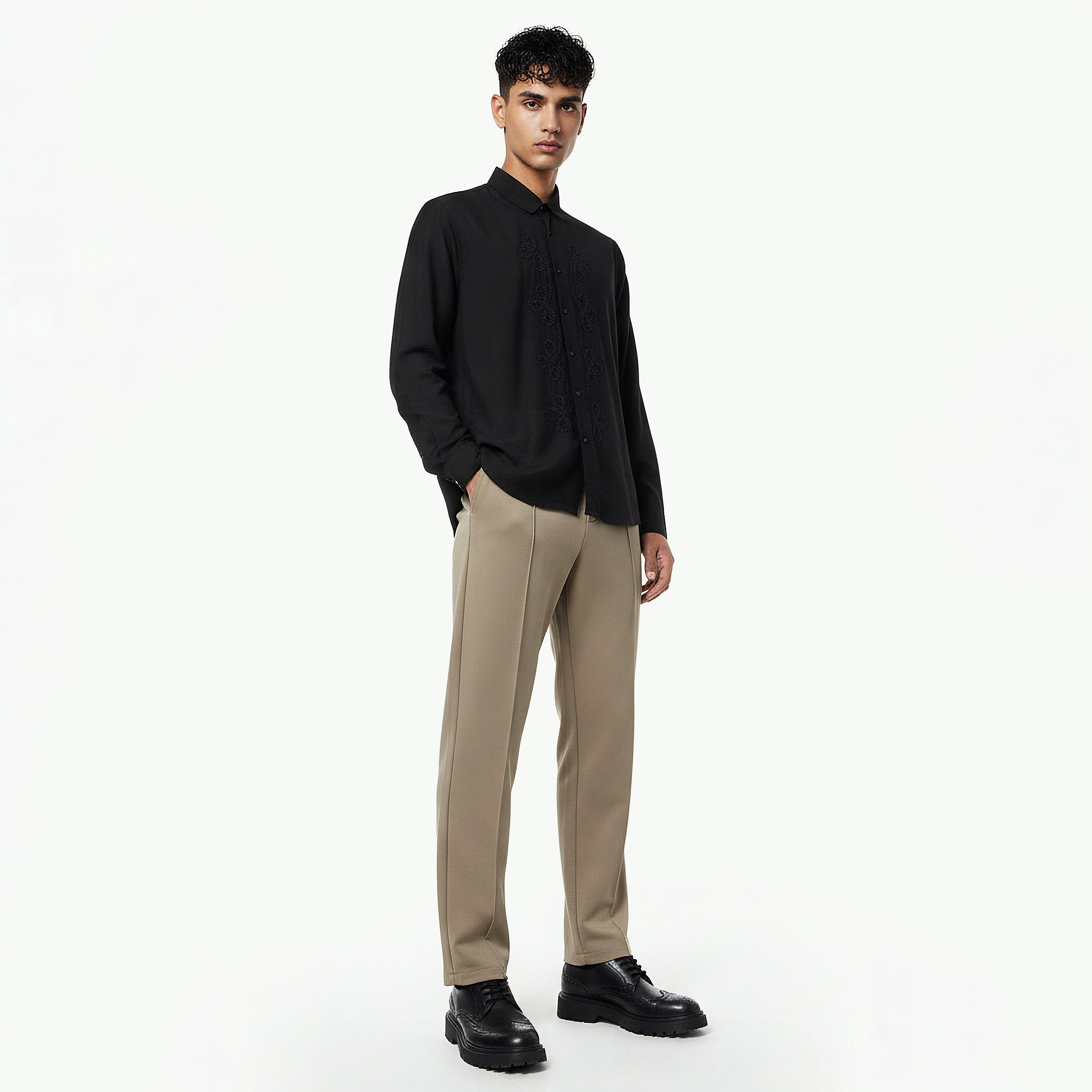 Iconic Men Slim Fit Collared Embroidered Long Sleeves Shirt-men-clothing-shirts-image-3