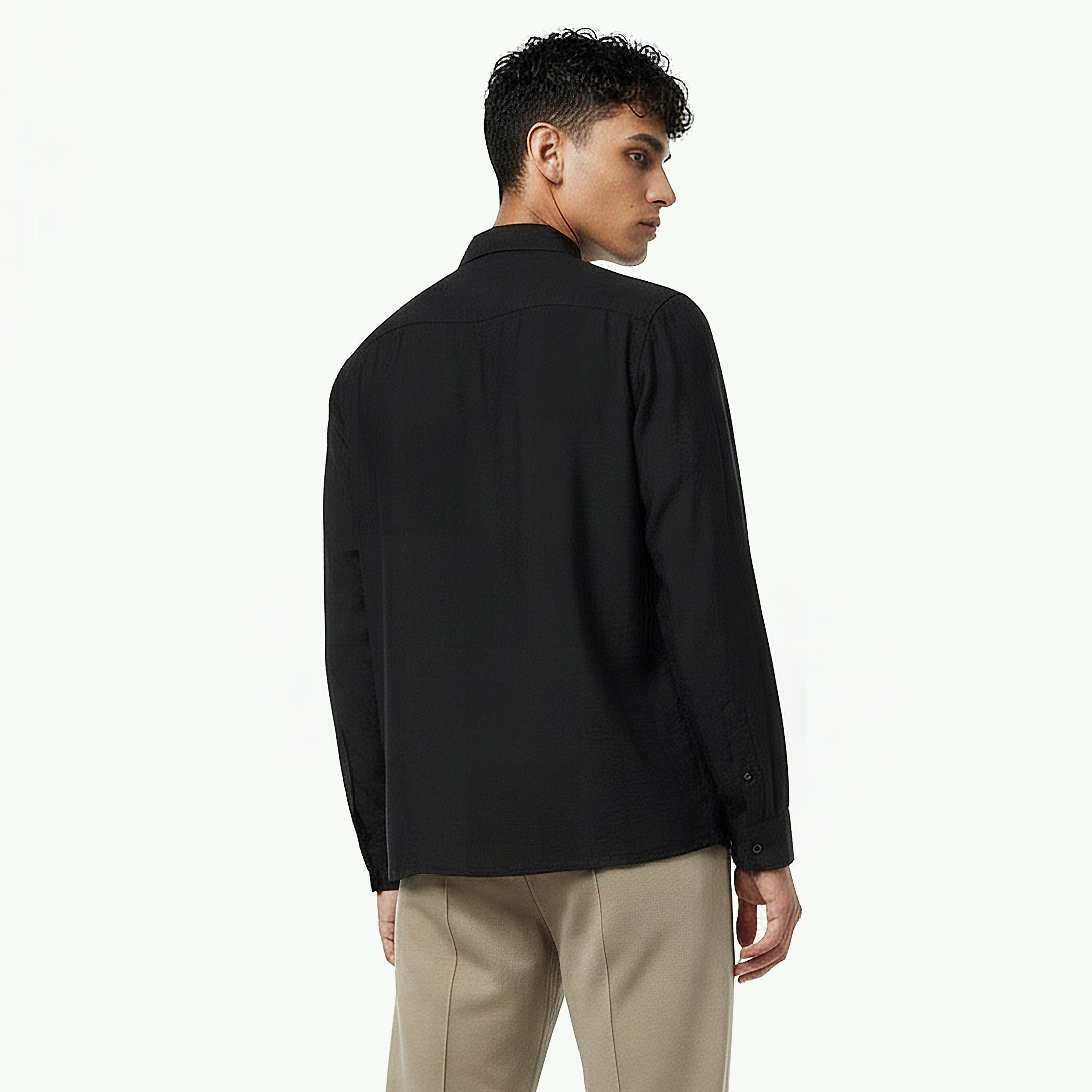 Iconic Men Slim Fit Collared Embroidered Long Sleeves Shirt-men-clothing-shirts-image-4