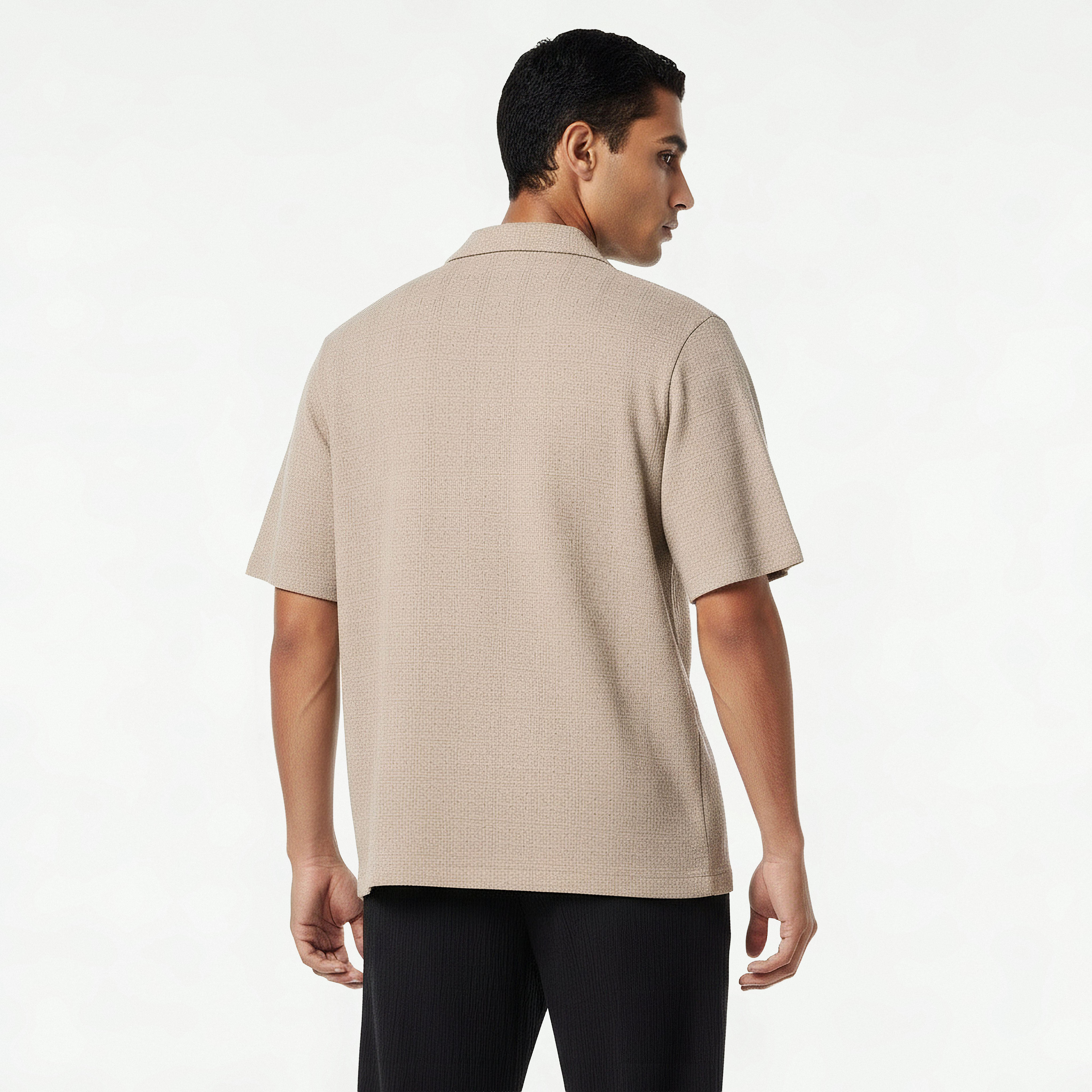 Iconic Men Regular Fit Camp Collar Textured Shirt-men-clothing-shirts-image-4