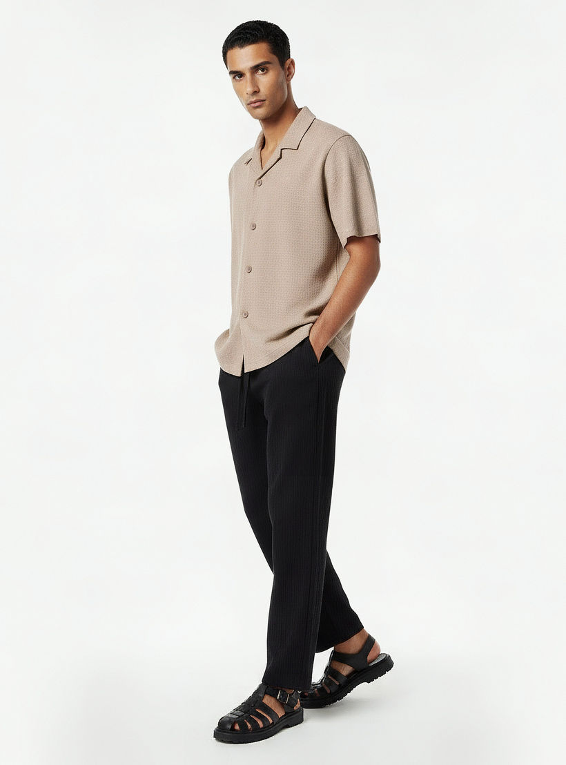 Iconic Men Regular Fit Camp Collar Textured Shirt-men-clothing-shirts-image-5