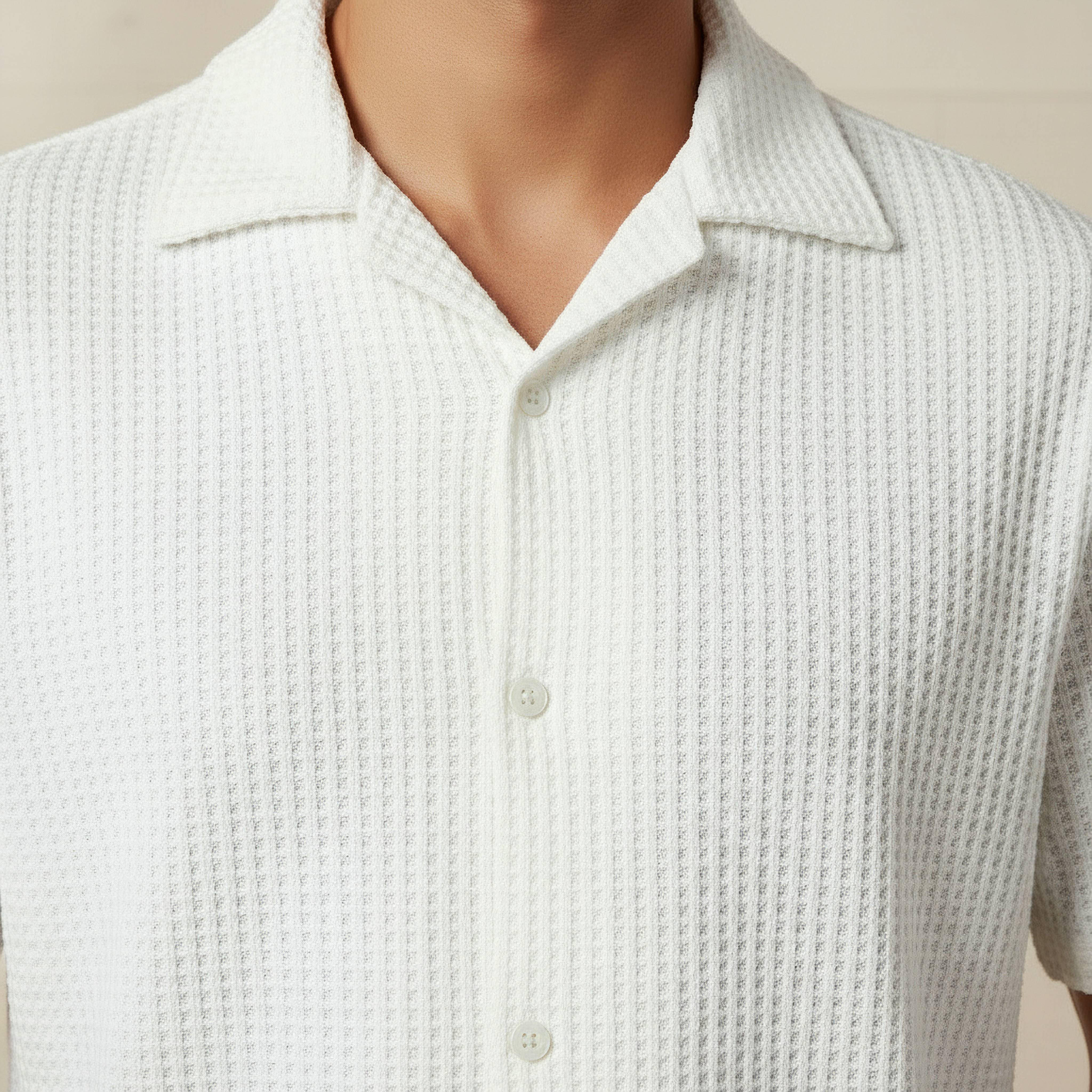 Iconic Men Regular Fit Camp Collar Textured Short Sleeve Shirt-men-clothing-shirts-image-4