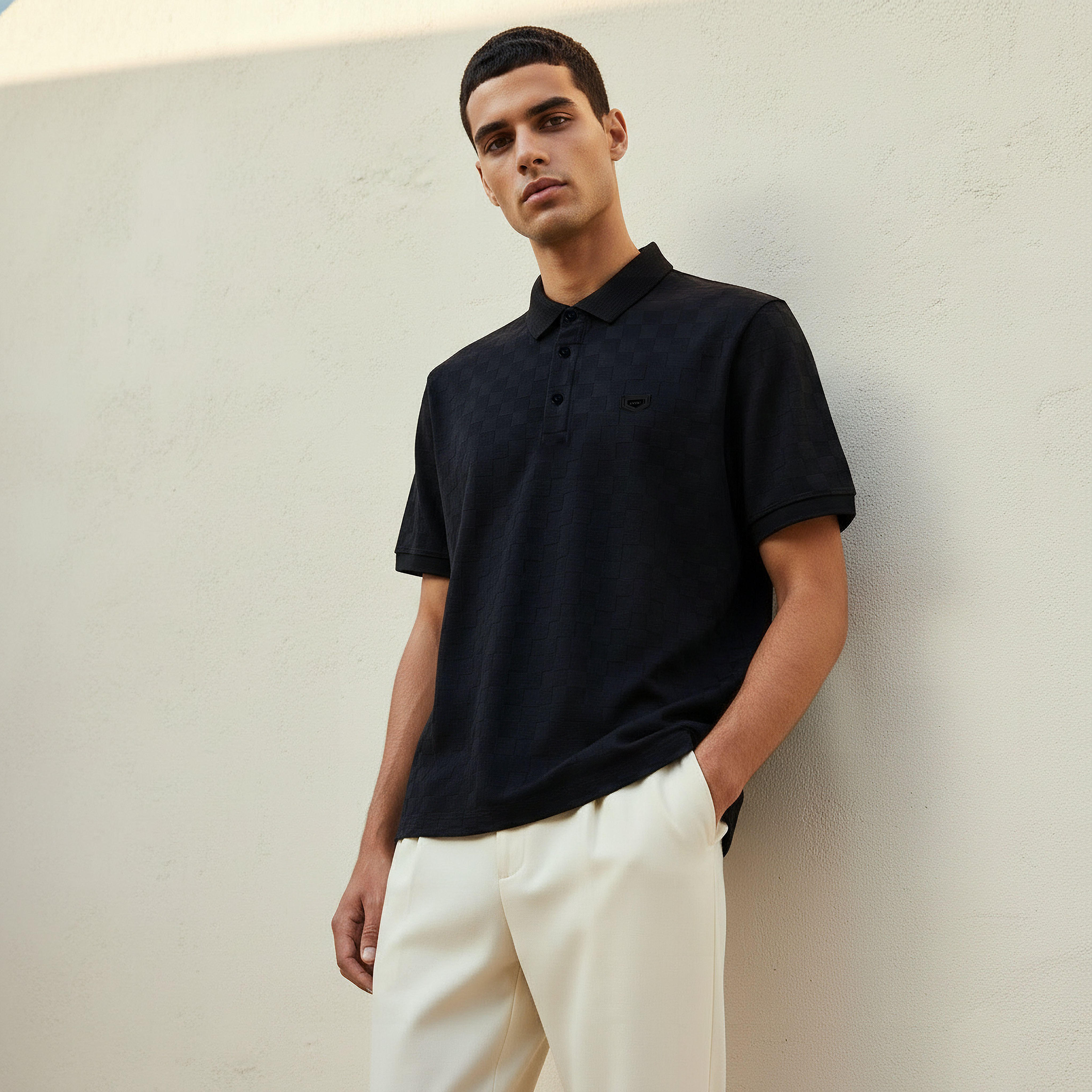 تيشيرت بولو كاروهات بأكمام قصيرة للرجال من آيكونيك-men-clothing-tshirtsandpolos-polos-image-3