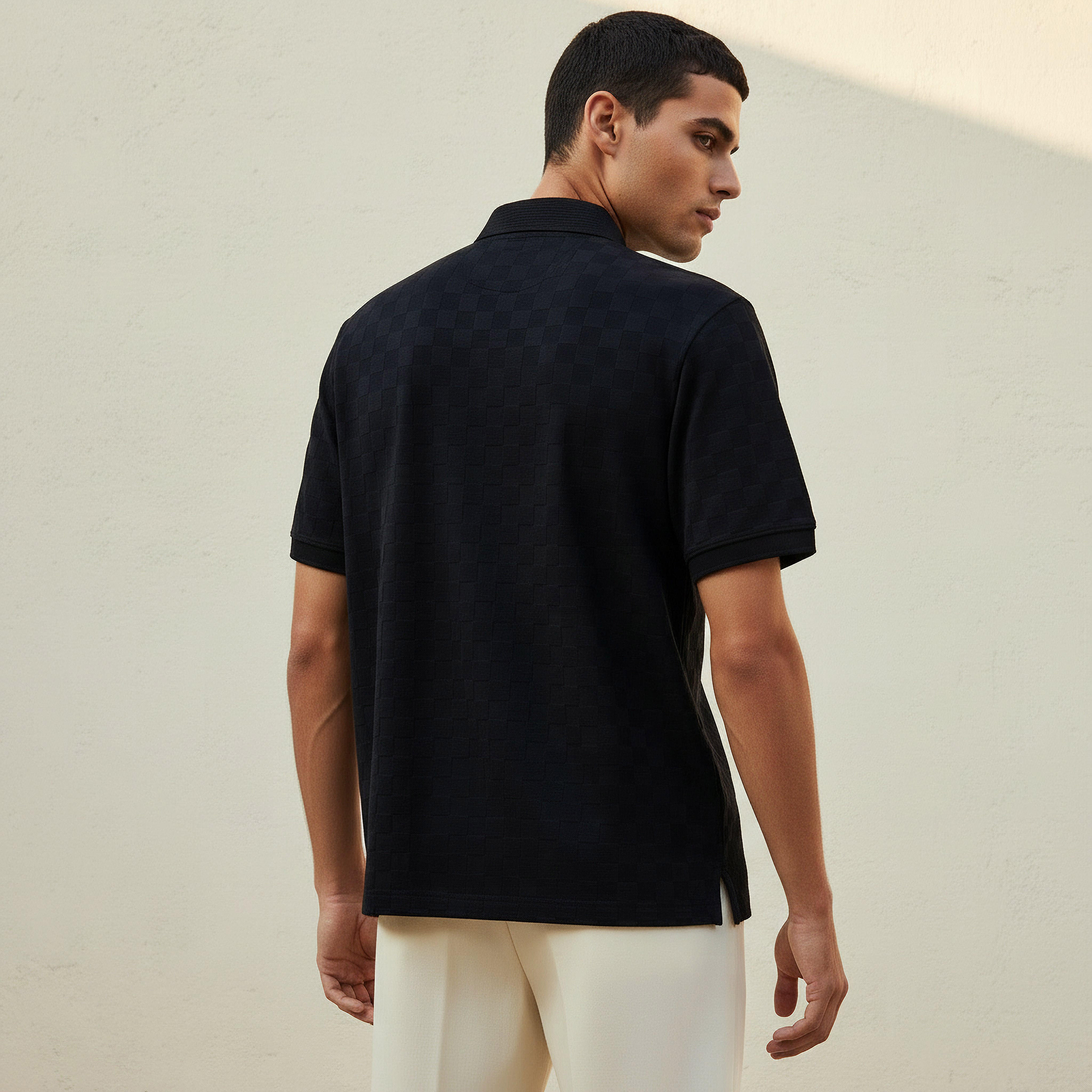 تيشيرت بولو كاروهات بأكمام قصيرة للرجال من آيكونيك-men-clothing-tshirtsandpolos-polos-image-1