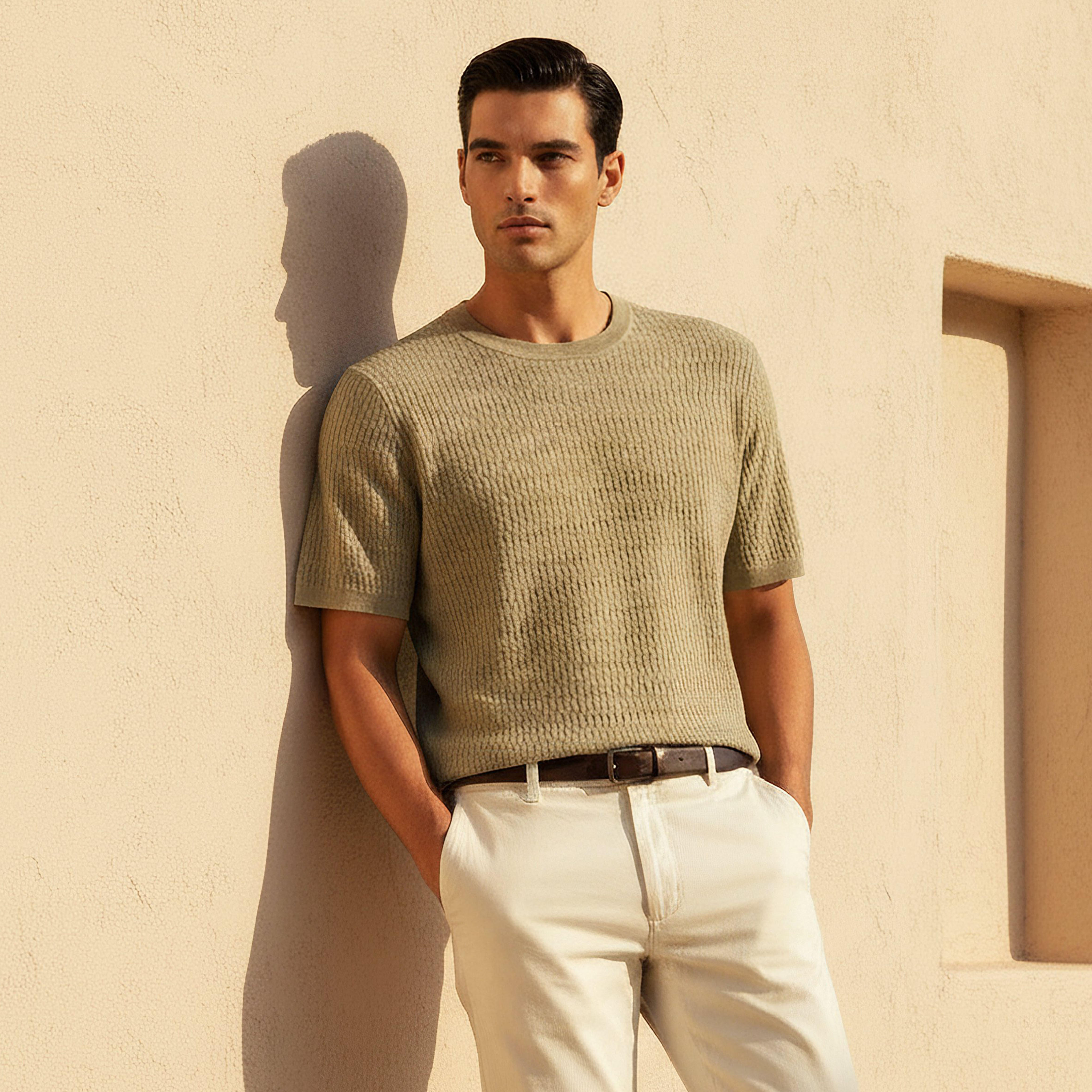 Iconic Men Regular Fit Crew Neck Short Sleeves Textured T-shirt-men-clothing-tshirtsandpolos-tshirts-image-1