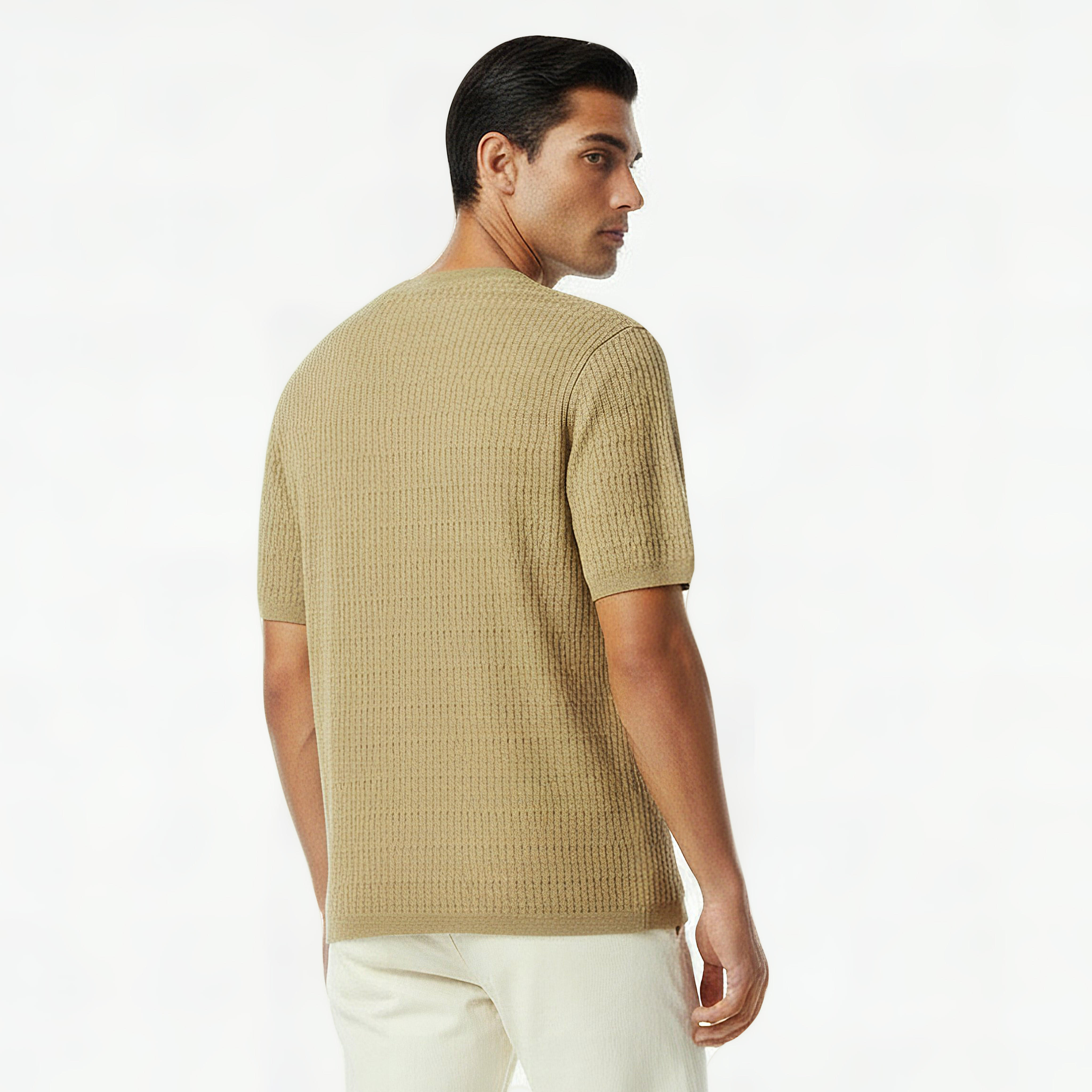 Iconic Men Regular Fit Crew Neck Short Sleeves Textured T-shirt-men-clothing-tshirtsandpolos-tshirts-image-4