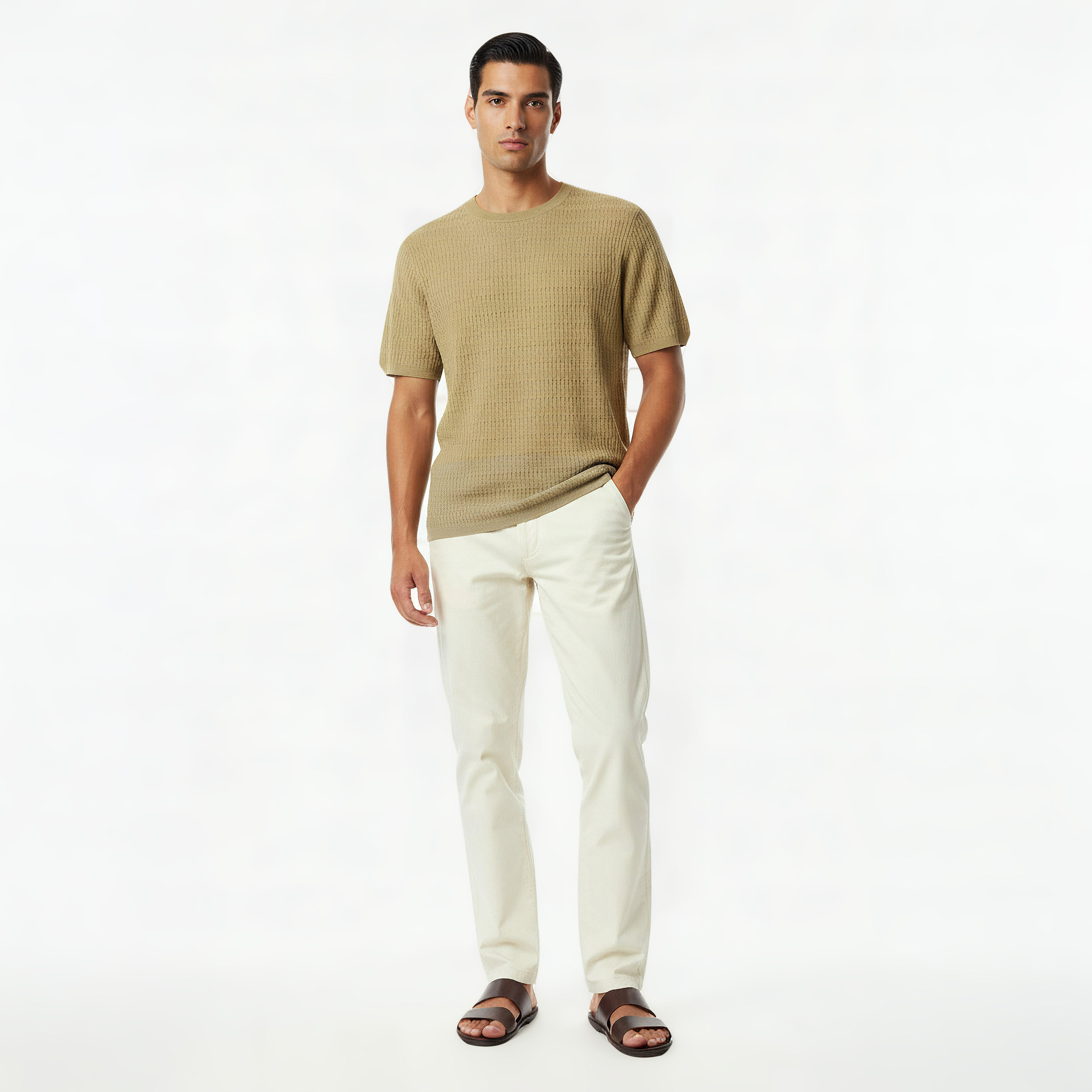 Iconic Men Regular Fit Crew Neck Short Sleeves Textured T-shirt-men-clothing-tshirtsandpolos-tshirts-image-6