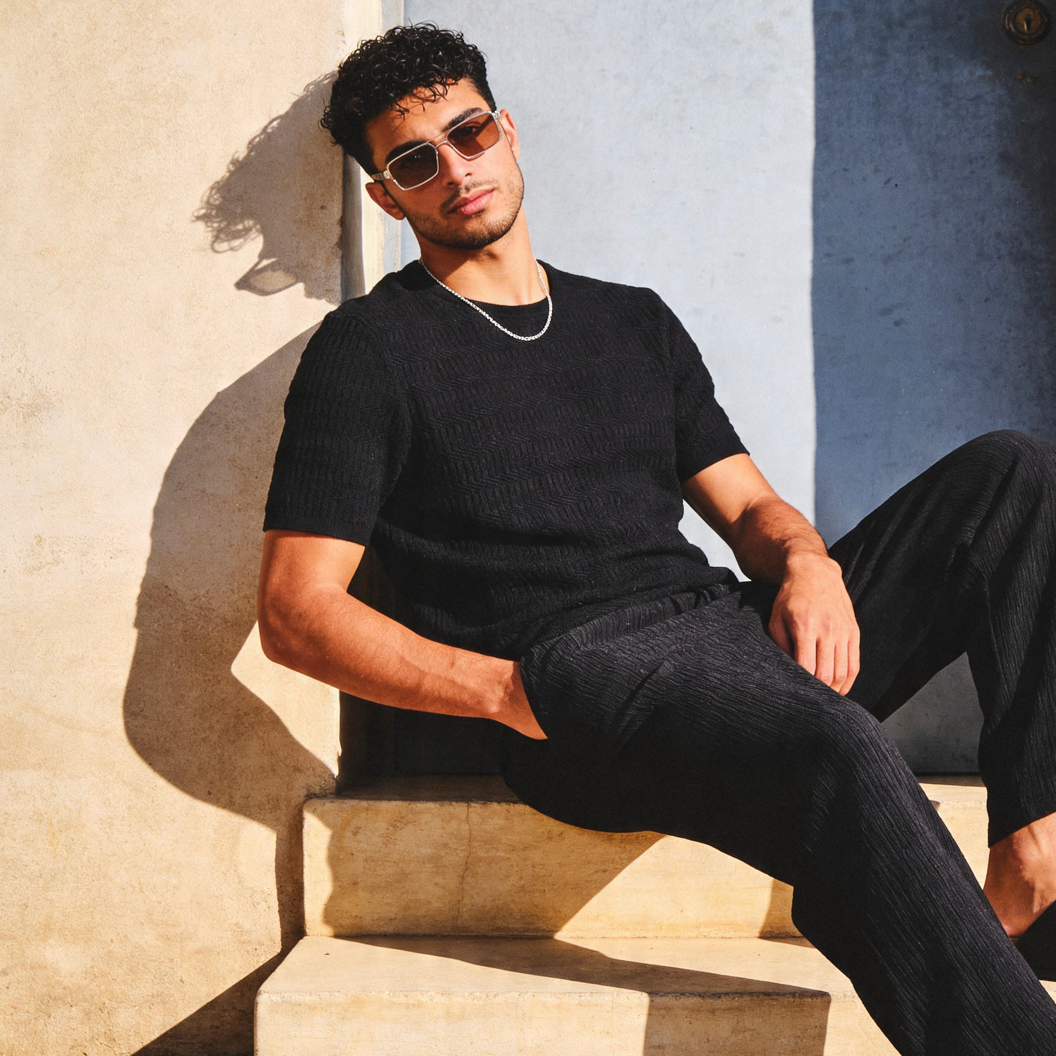Iconic Men Regular Fit Crew Neck Short Sleeves Textured T-shirt-men-clothing-tshirtsandpolos-tshirts-image-1