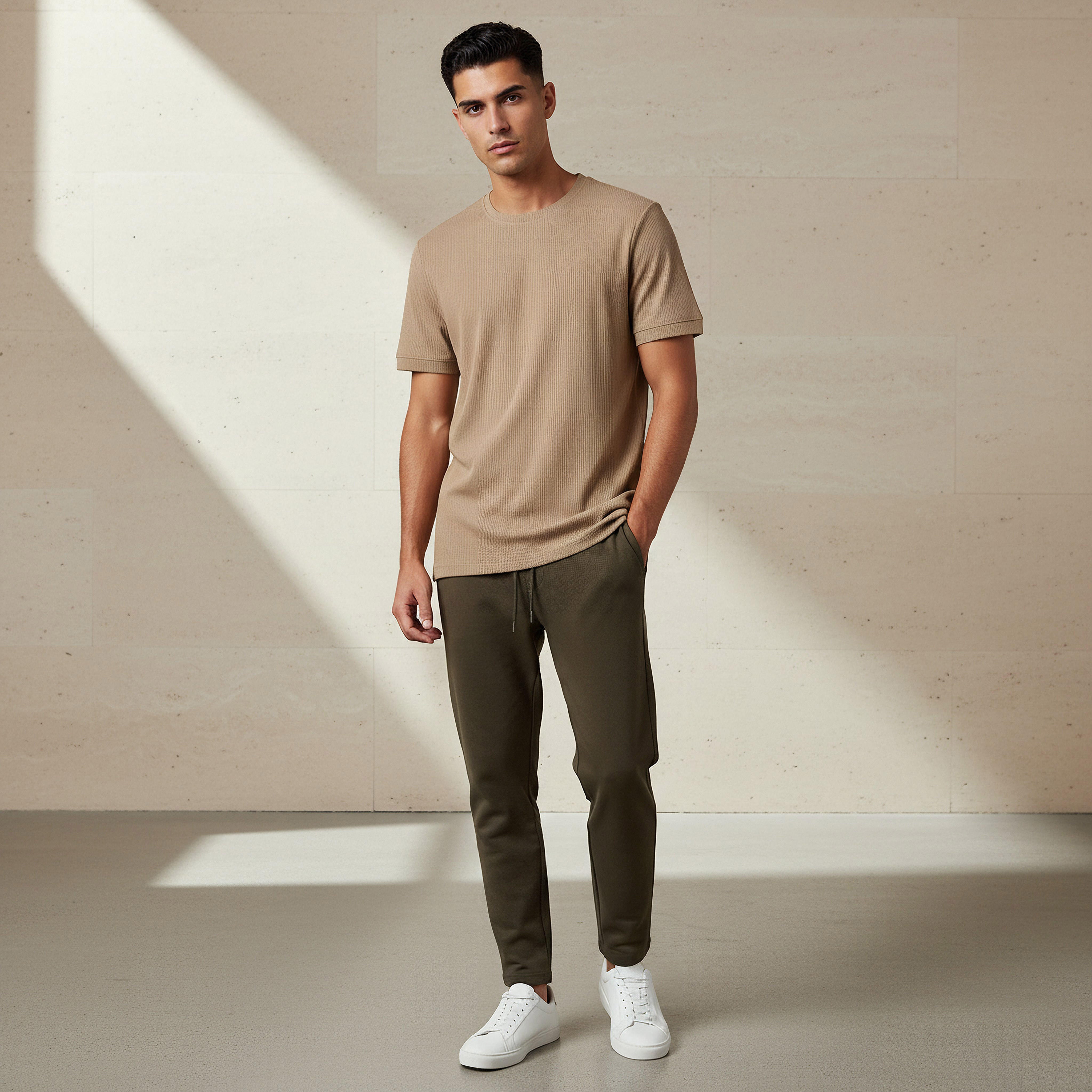 Iconic Men Regular Fit Crew Neck Short Sleeve Ribbed T-shirt-men-clothing-tshirtsandpolos-tshirts-image-2
