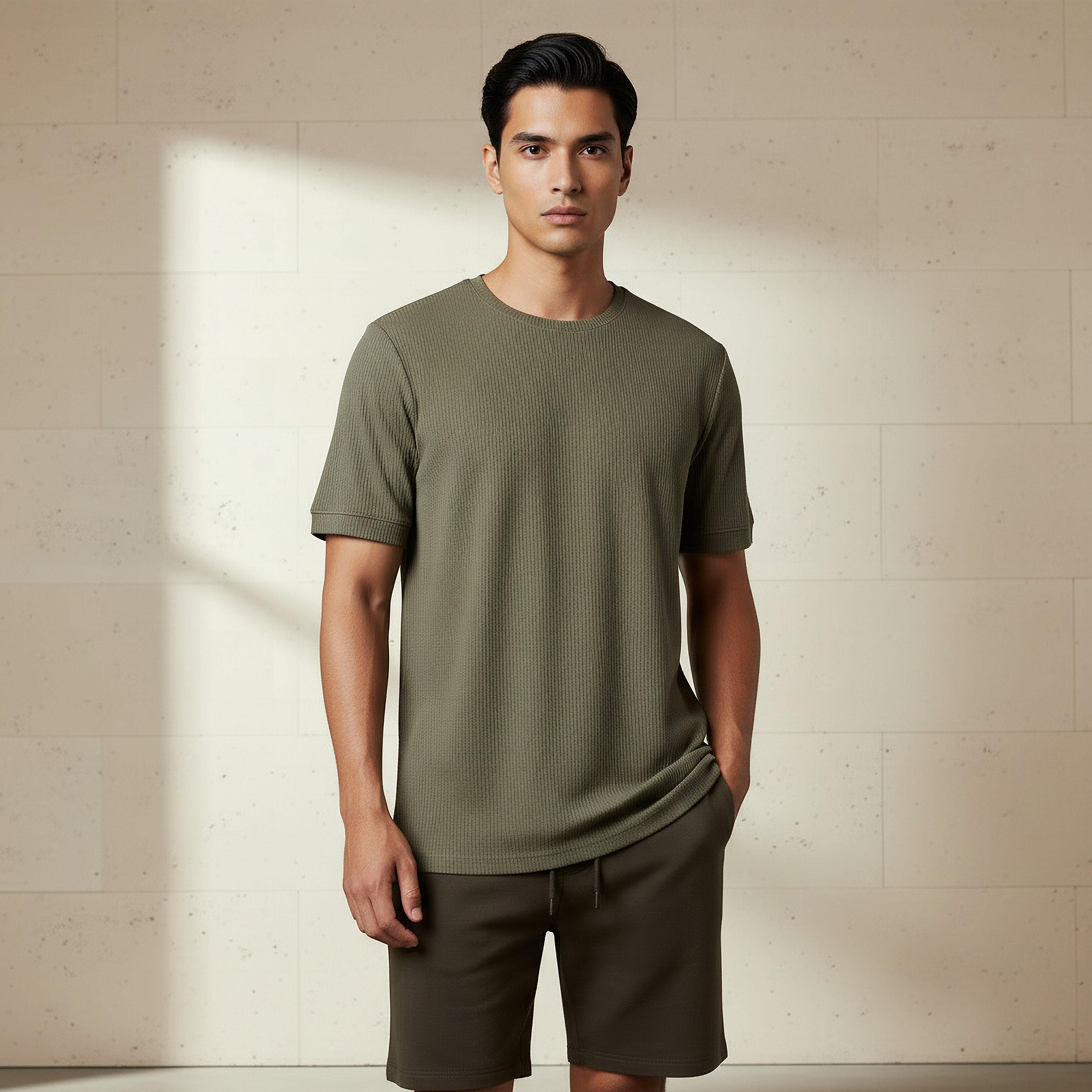 Iconic Men Regular Fit Crew Neck Short Sleeve Ribbed T-shirt-men-clothing-tshirtsandpolos-tshirts-image-1