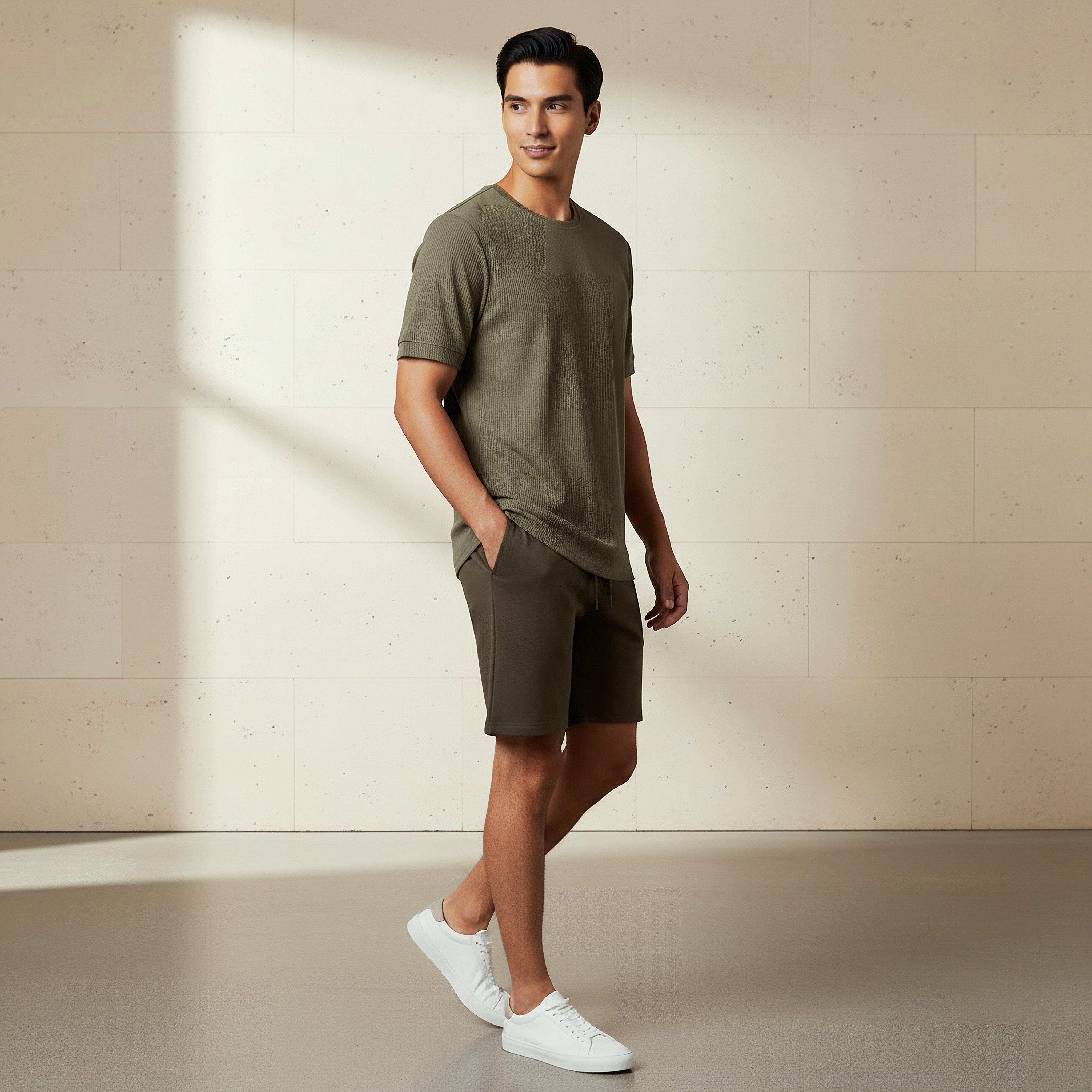 Iconic Men Regular Fit Crew Neck Short Sleeve Ribbed T-shirt-men-clothing-tshirtsandpolos-tshirts-image-2