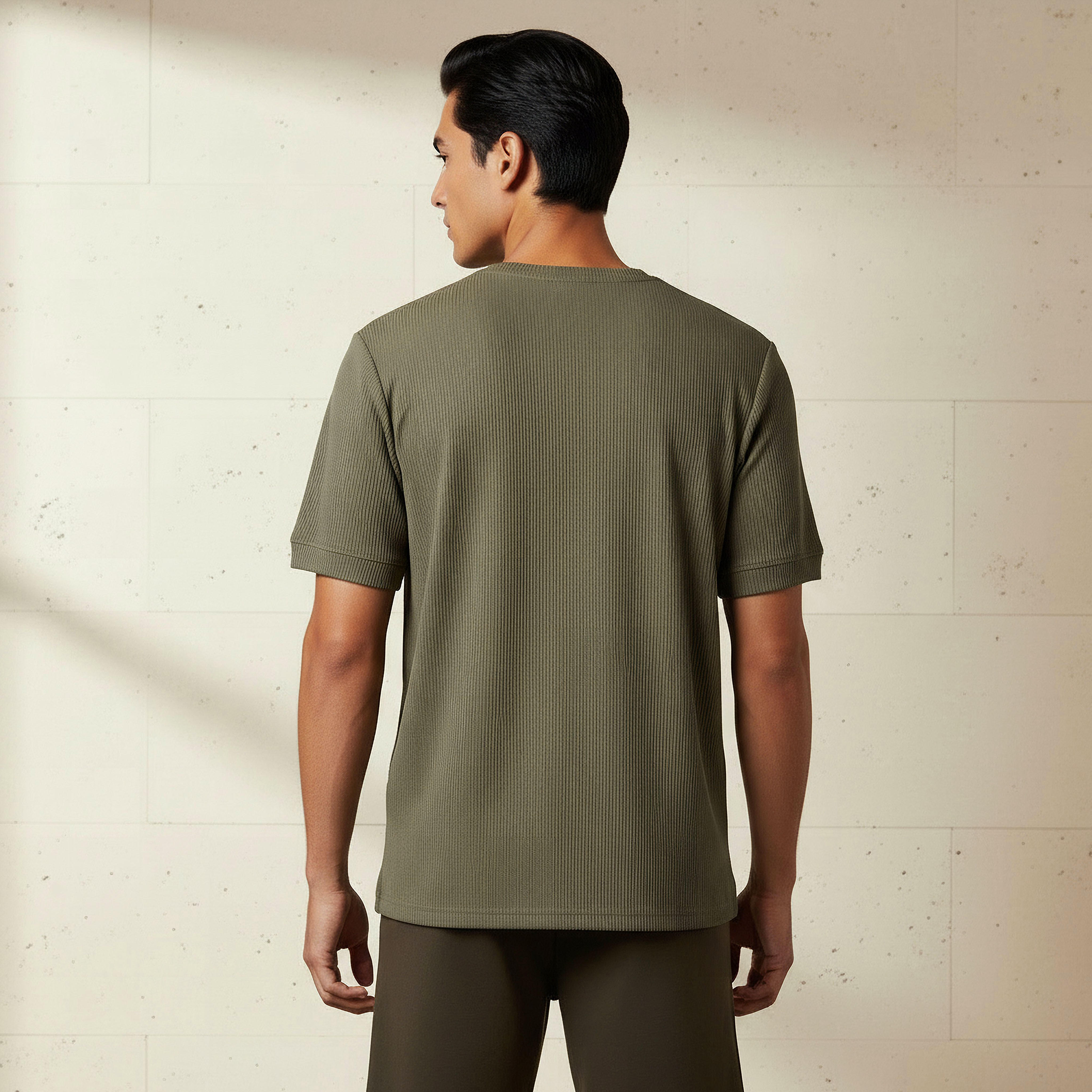 Iconic Men Regular Fit Crew Neck Short Sleeve Ribbed T-shirt-men-clothing-tshirtsandpolos-tshirts-image-3