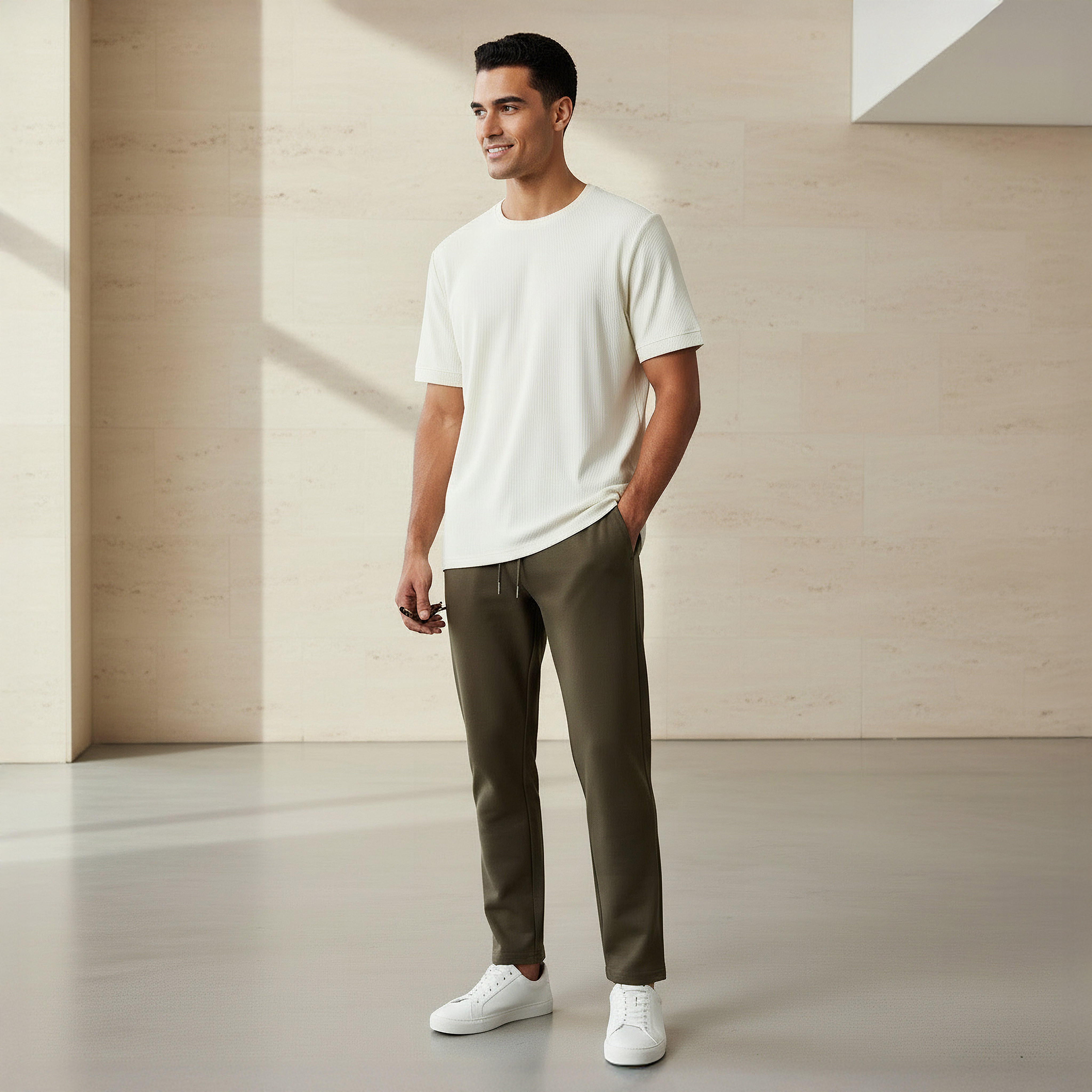 Iconic Men Regular Fit Crew Neck Short Sleeve Ribbed T-shirt-men-clothing-tshirtsandpolos-tshirts-image-2