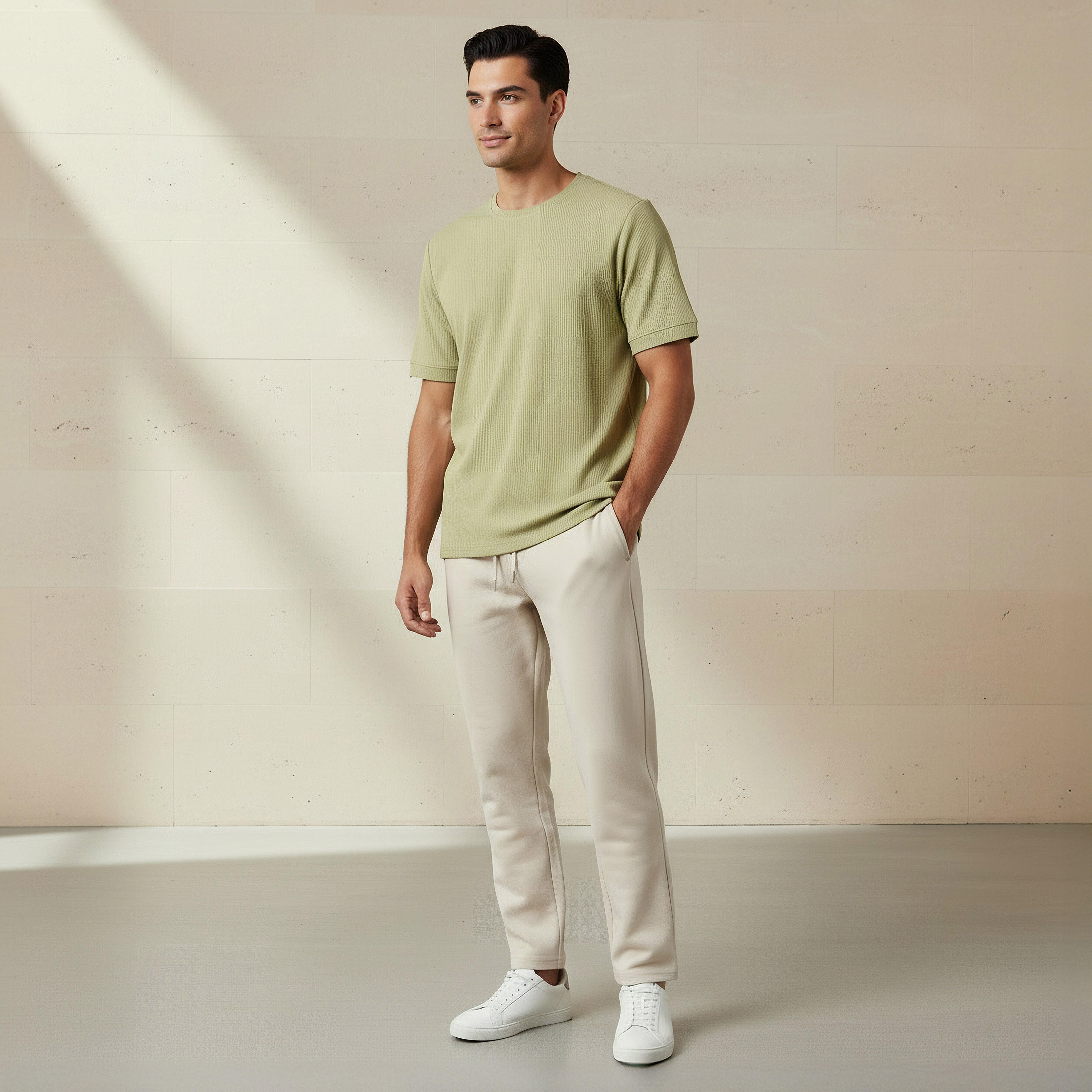 Iconic Men Regular Fit Crew Neck Short Sleeve Ribbed T-shirt-men-clothing-tshirtsandpolos-tshirts-image-2