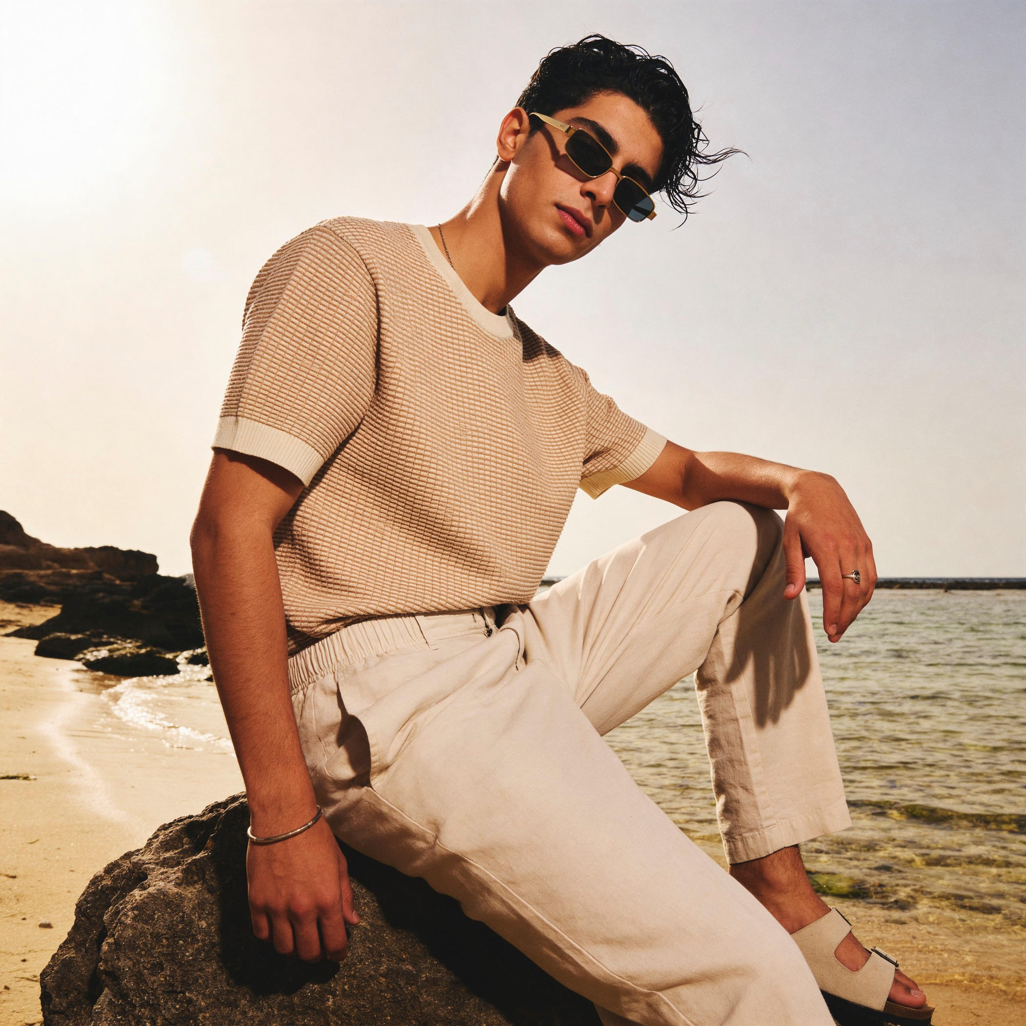 Iconic Men Regular Fit Crew Neck Short Sleeves Waffle Textured T-shirt-men-clothing-tshirtsandpolos-tshirts-image-1
