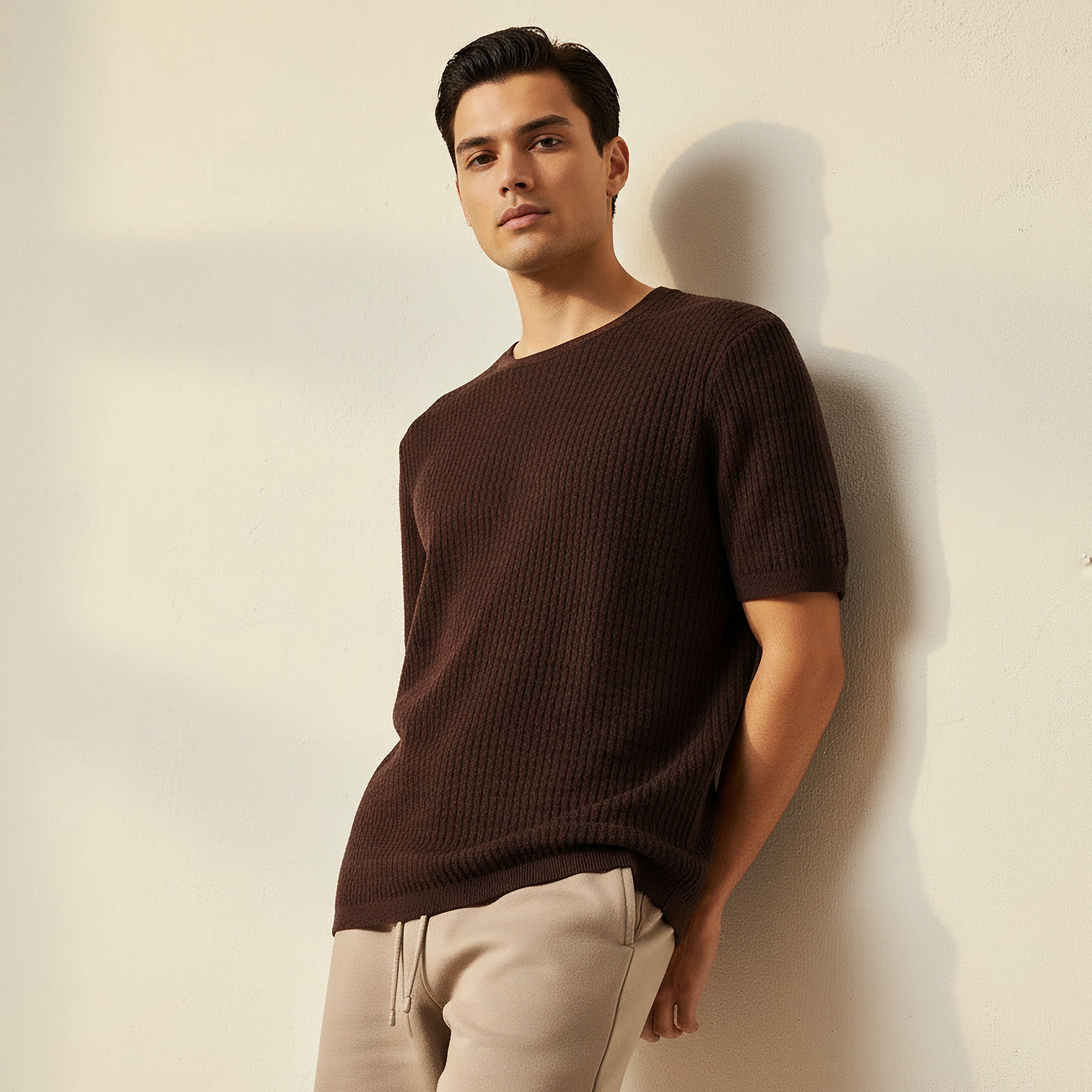 Iconic Men Regular Fit Crew Neck Short Sleeve Textured T-shirt-men-clothing-tshirtsandpolos-tshirts-image-2