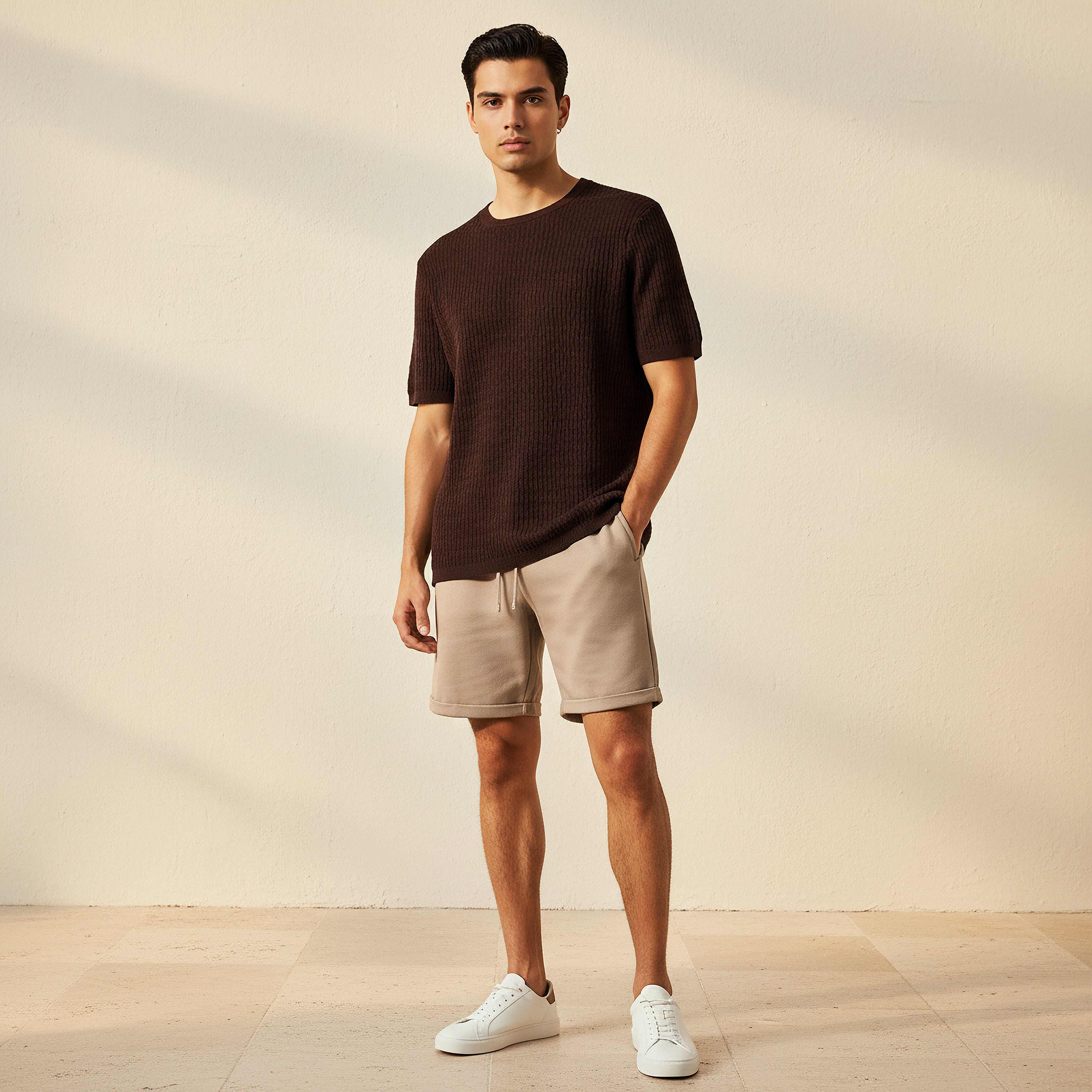 Iconic Men Regular Fit Crew Neck Short Sleeve Textured T-shirt-men-clothing-tshirtsandpolos-tshirts-image-4