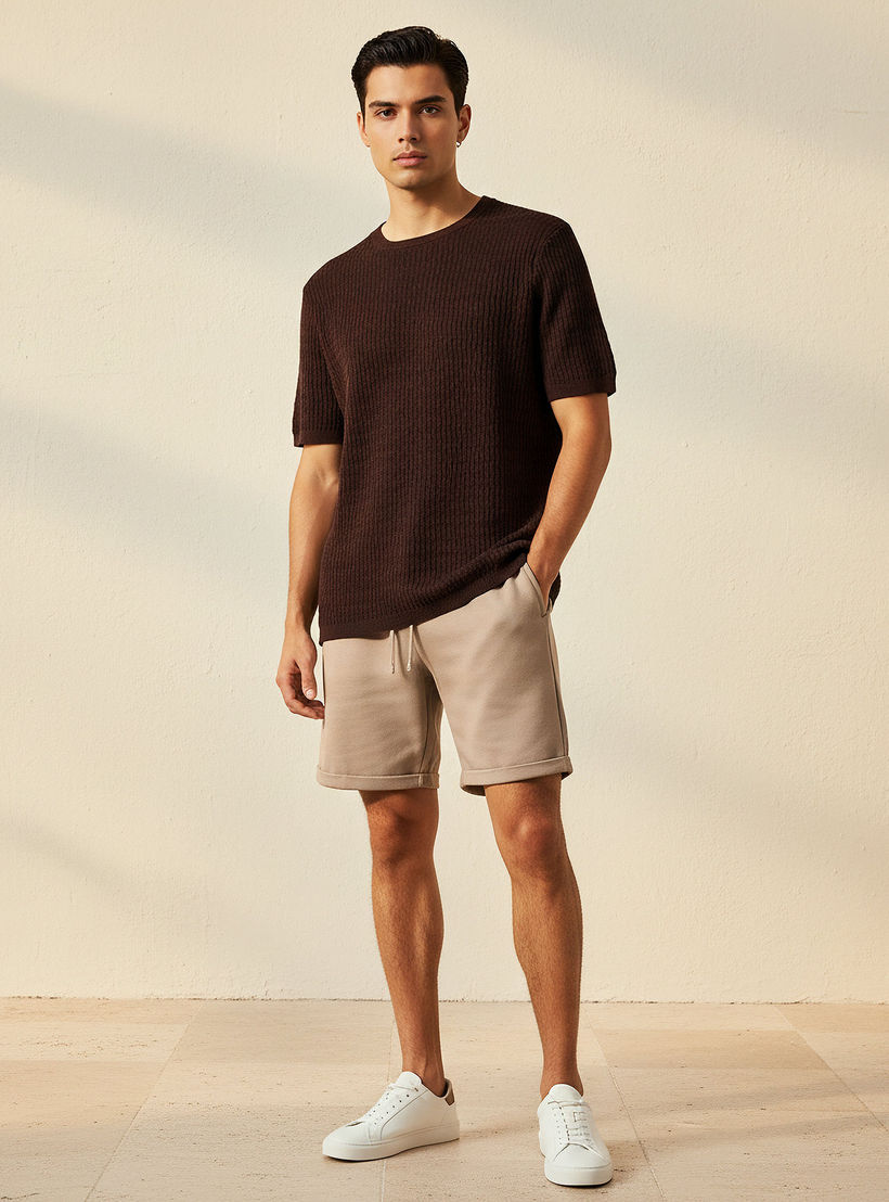 Iconic Men Regular Fit Crew Neck Short Sleeve Textured T-shirt-men-clothing-tshirtsandpolos-tshirts-image-4