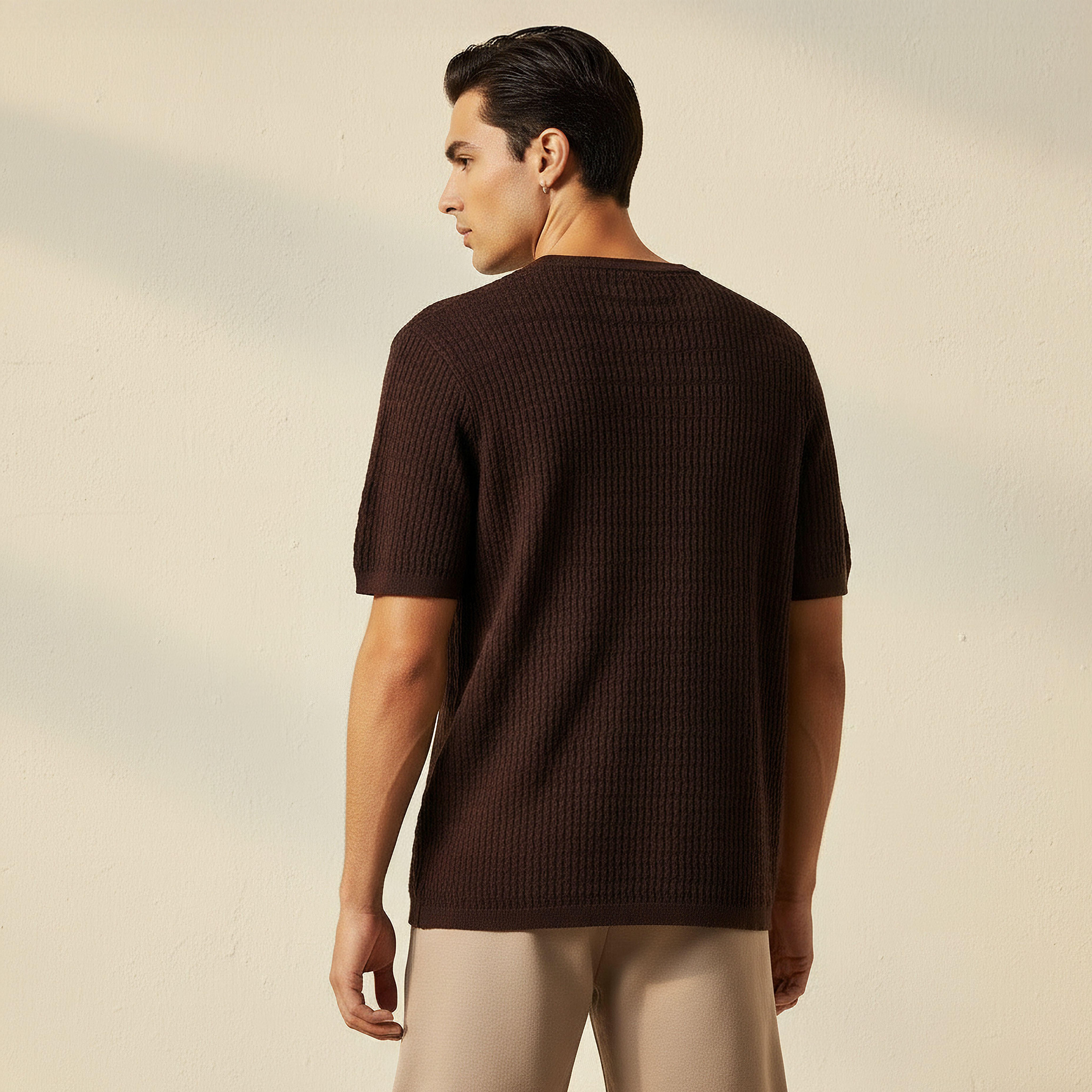 Iconic Men Regular Fit Crew Neck Short Sleeve Textured T-shirt-men-clothing-tshirtsandpolos-tshirts-image-5